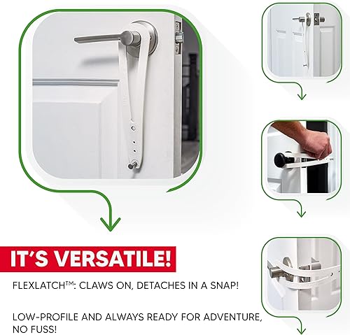 Miniatura 4 de FlexLatch Pestillo de puerta para gatos - Pestillo de puerta para gatos extragrande, alternativa a la puerta de gato, se instala rápidamente, correa