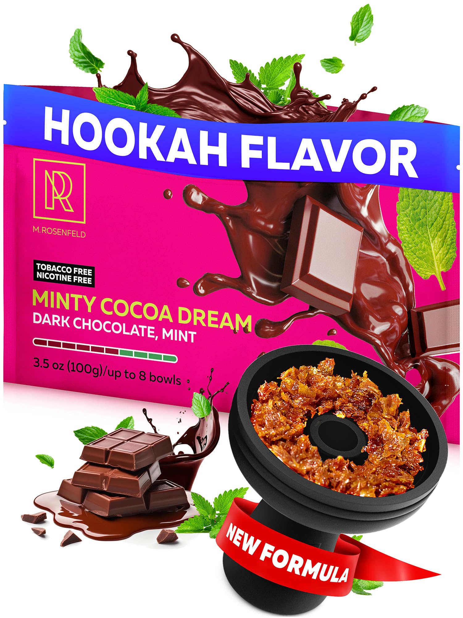 Mint Cocoa Shisha Hookah Flavors – 3.5 oz (100g) Tobacco Free & Nicotine Free Shisha – Premium Non-Tobacco Hookah Flavors – Long-Lasting & Rich Smoke