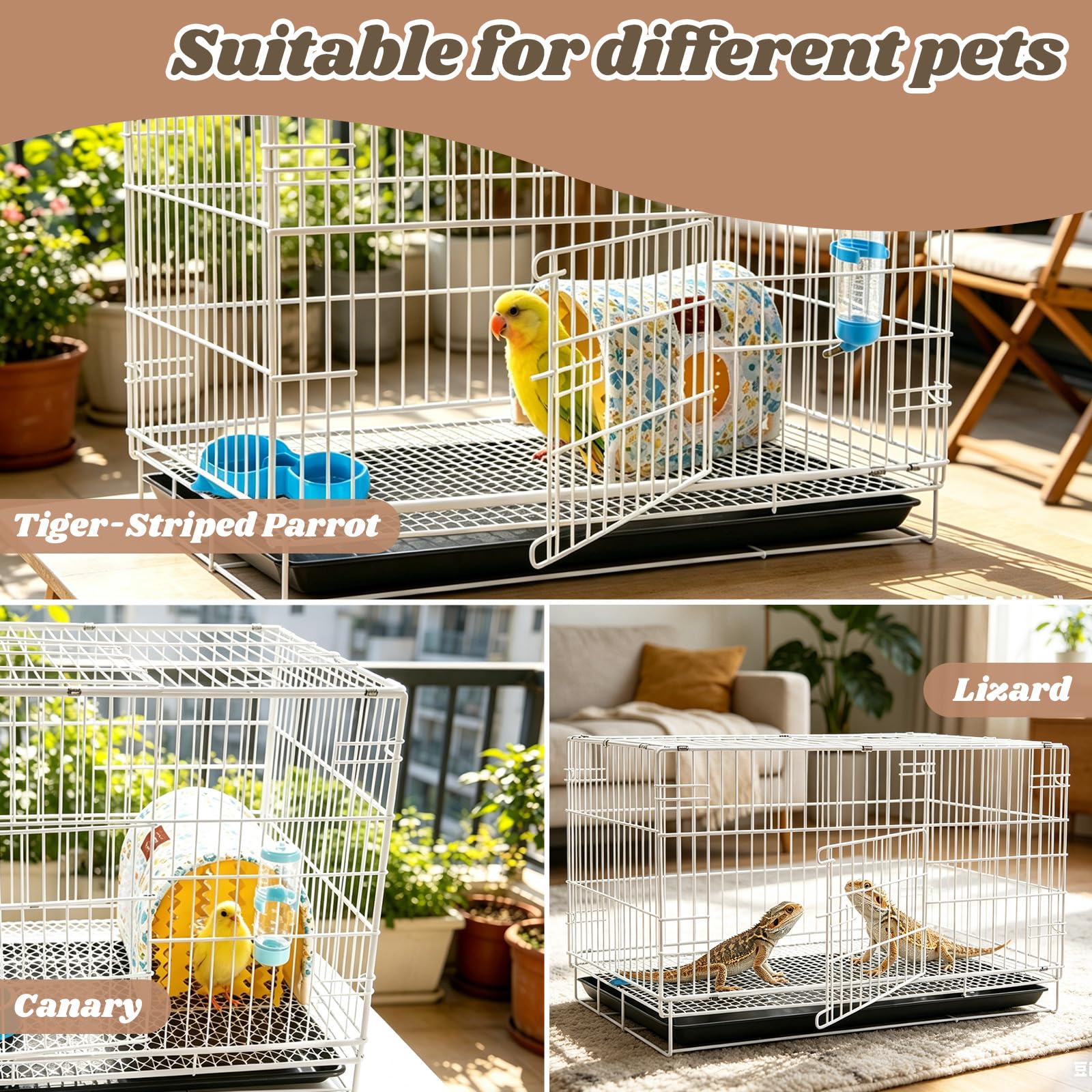 Cage d'intérieur en fil métallique pour petits animaux, 61 x 35,6 x 30,5 cm, avec bouteille d'eau, bol de nourriture et nid lavable, pour hamster, cochon d'Inde, lapin, furet, chinchilla