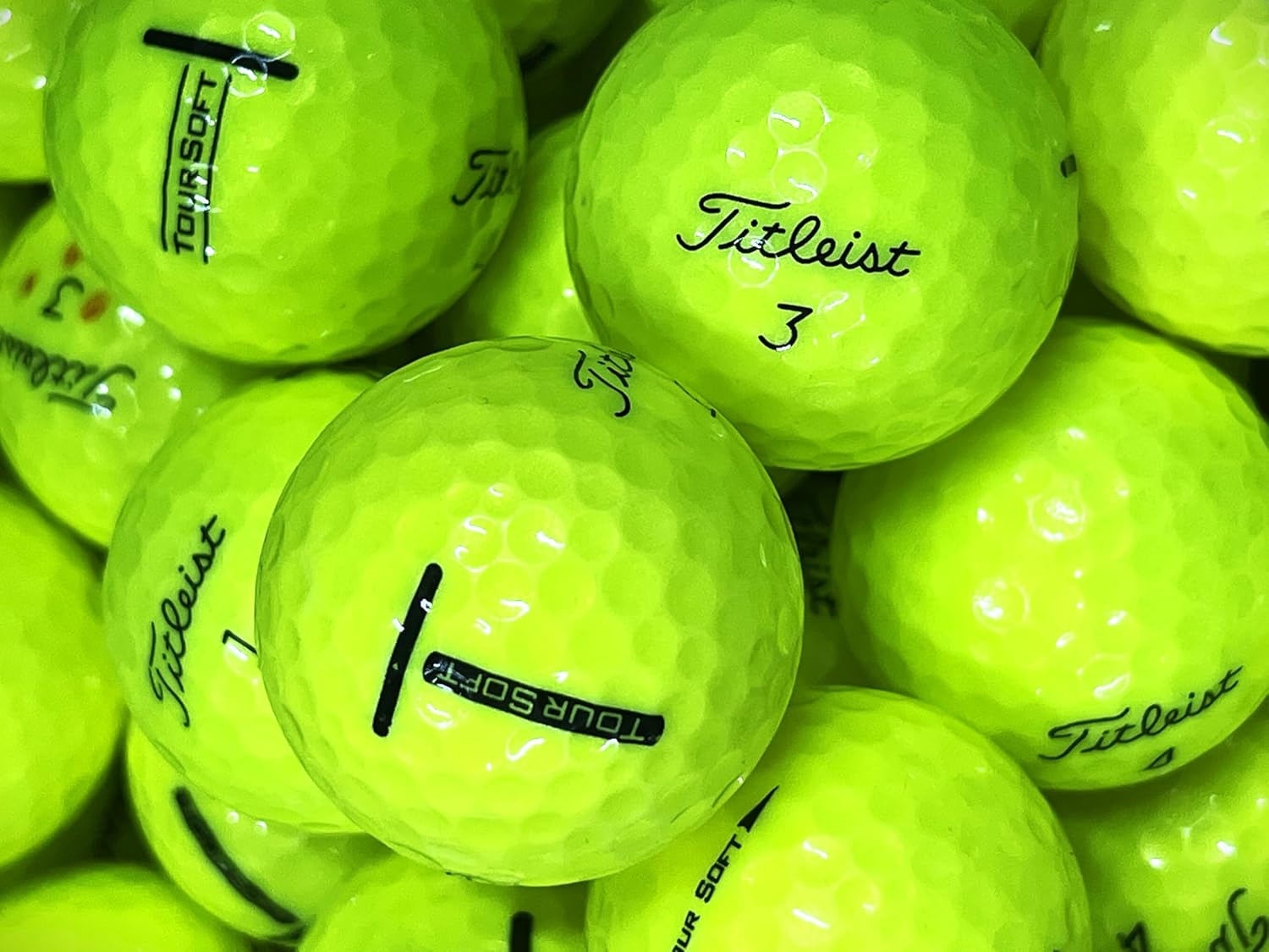 Golf Ball House…12 Tour Soft Golf Balls for Titleist/Yellow/Near Mint (AAAA) / Used-Recycled w/Mesh Bag