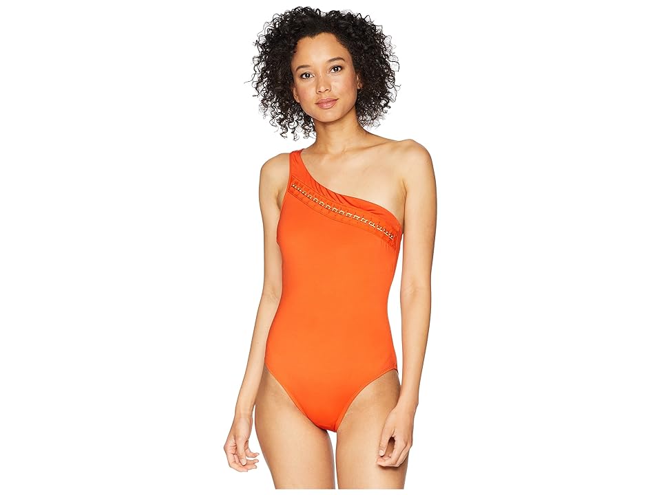 

Kenneth Cole Chain Reaction One Shoulder Mio (Sienna) Women's Swimsuits One Piece