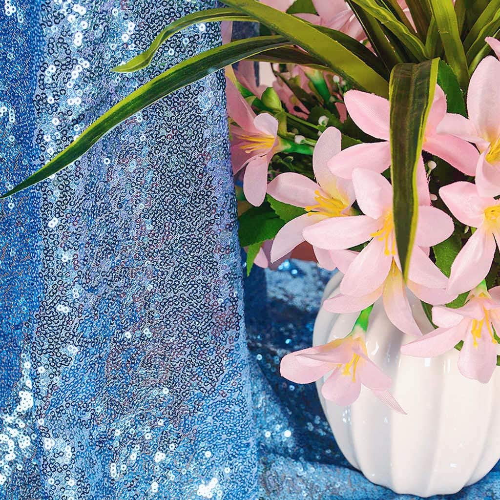 DUOBAO Sequin Fabric by The Yard 5 Yards Sparkly Fabrics Shiny for Sewing Sequence Baby Blue Little Mermaid Fabric Light Blue-Fabric Quilting for Wedding Dress