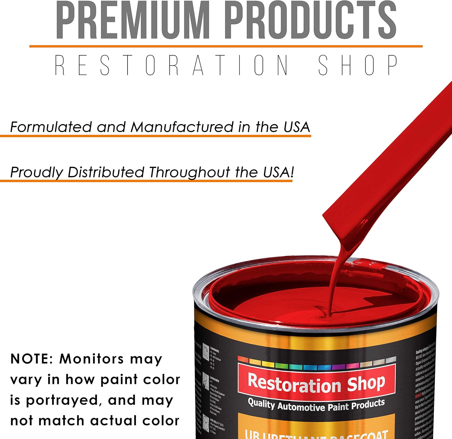 Restoration Shop - Rally Red Urethane Basecoat Auto Paint - Gallon Paint Color Only - Professional High Gloss Automotive, Car, Truck Refinish Coating
