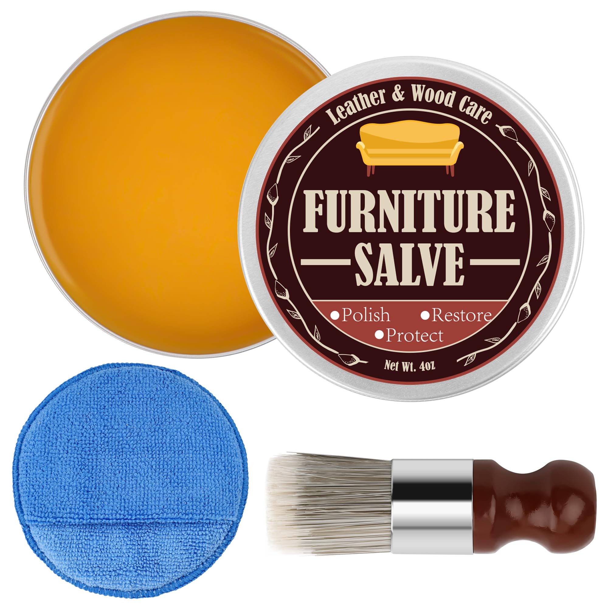 Furniture Salve for Leather &amp; Wood-Polisher Restorer Conditioner Repair Kit