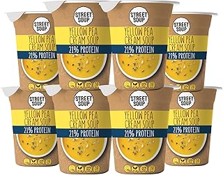 STREET SOUP Protein Instant Suppe To Go (Erbsen, 8 Stück, je 300g) - Fertige Low Carb Cremesuppen für Diät, zum Abnehmen & unterwegs - Erbsensuppe - Fertiggerichte & Fertigessen vegan & glutenfrei