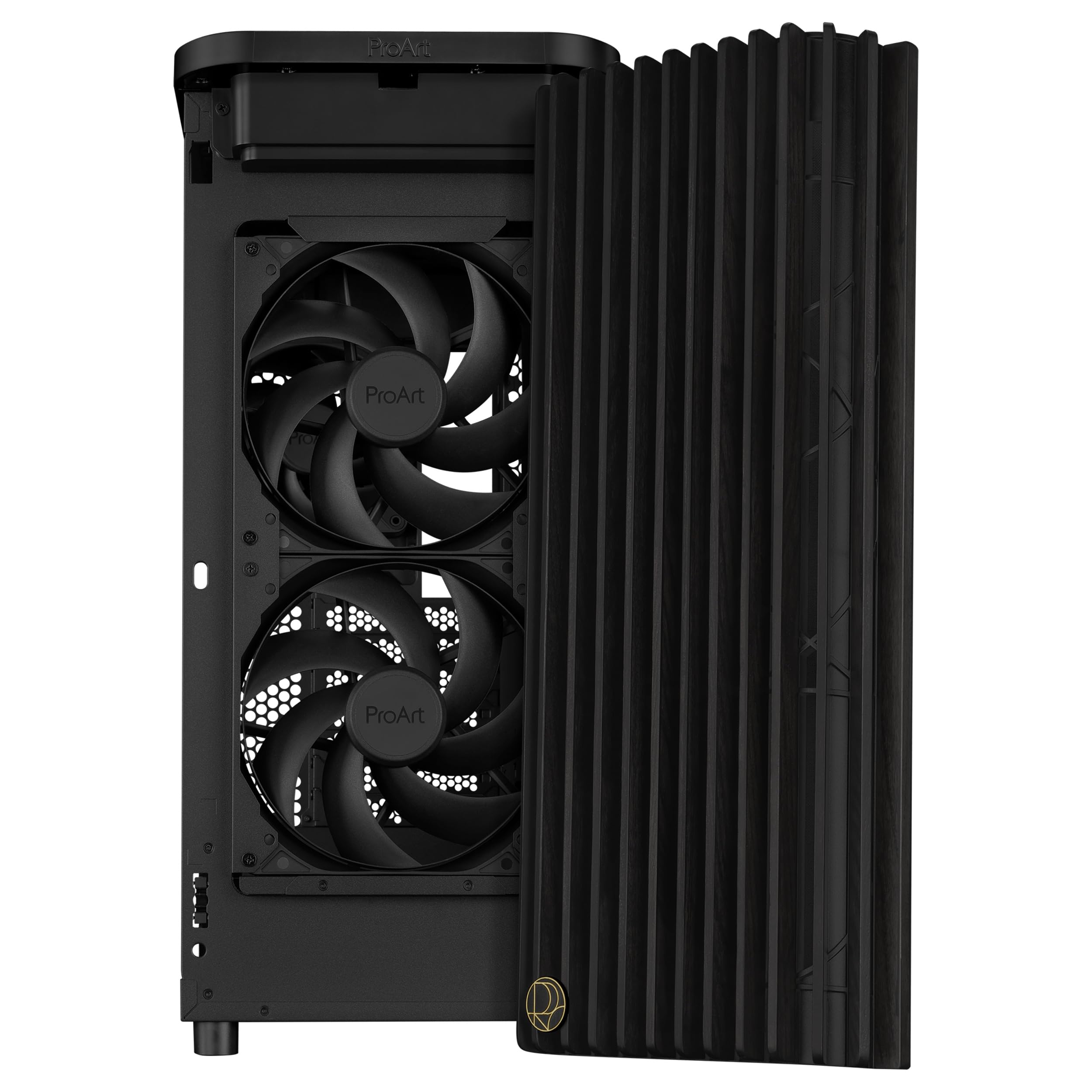 ASUS ProArt PA401, Chasis ATX con Panel de Metal, Compatible con GPU de hasta 314 mm, Dos Ventiladores de 160 mm, Bloqueo del Panel Lateral, Soporte para Fuente de alimentación extraíble