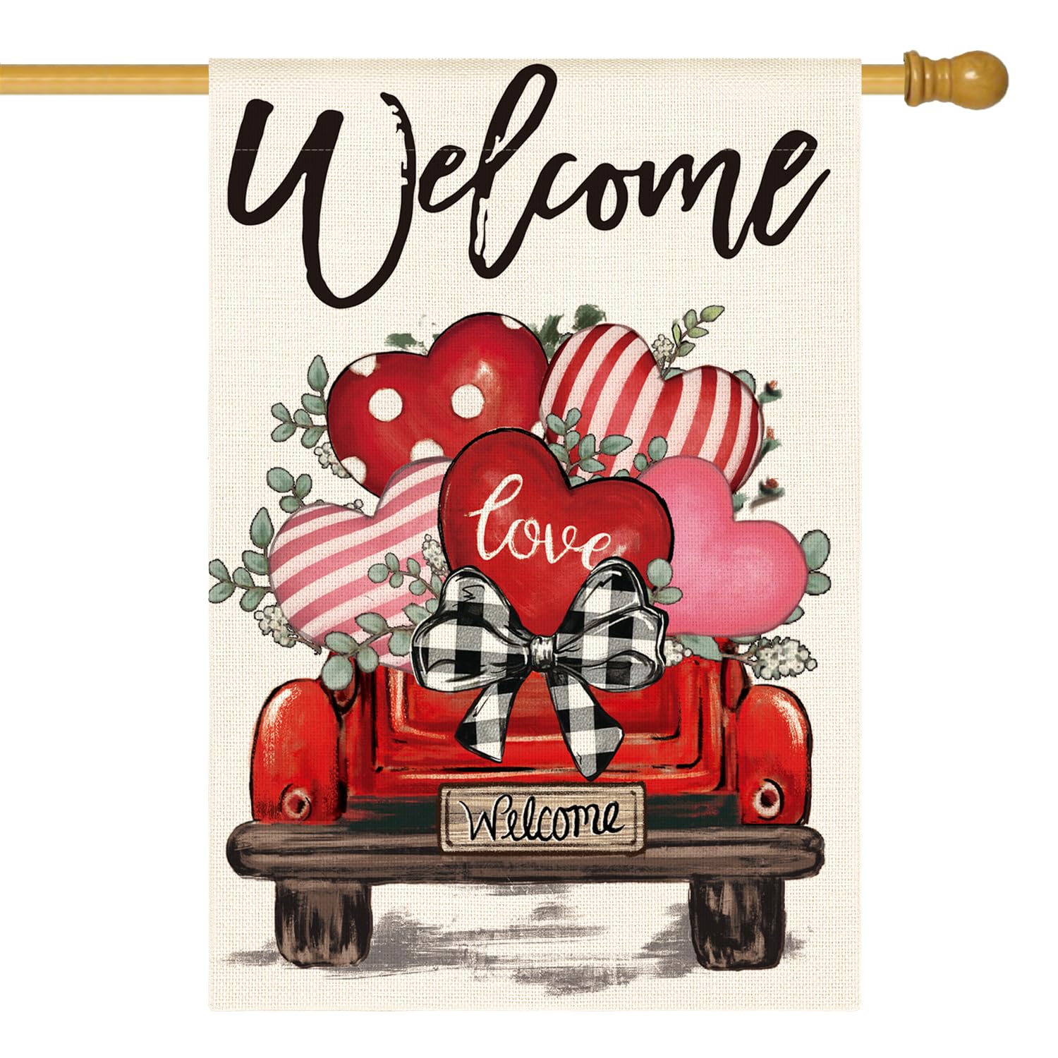 Drapeau extérieur Saint-Valentin de qualité supérieure 71 x 101,6 cm double face durable