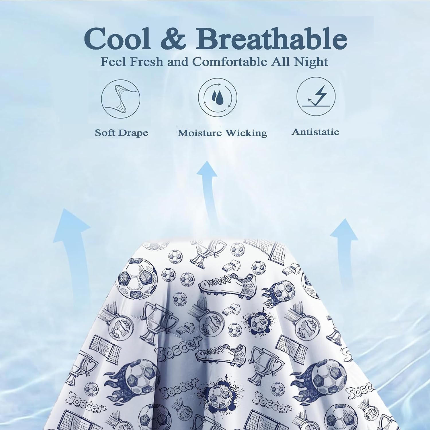 Soccer Cooling Comforter Twin Size, Cooling Blankets for Hot Sleepers and Night Sweats, Breathable Lightweight Summer Bedding, All-Season Ice Blanket