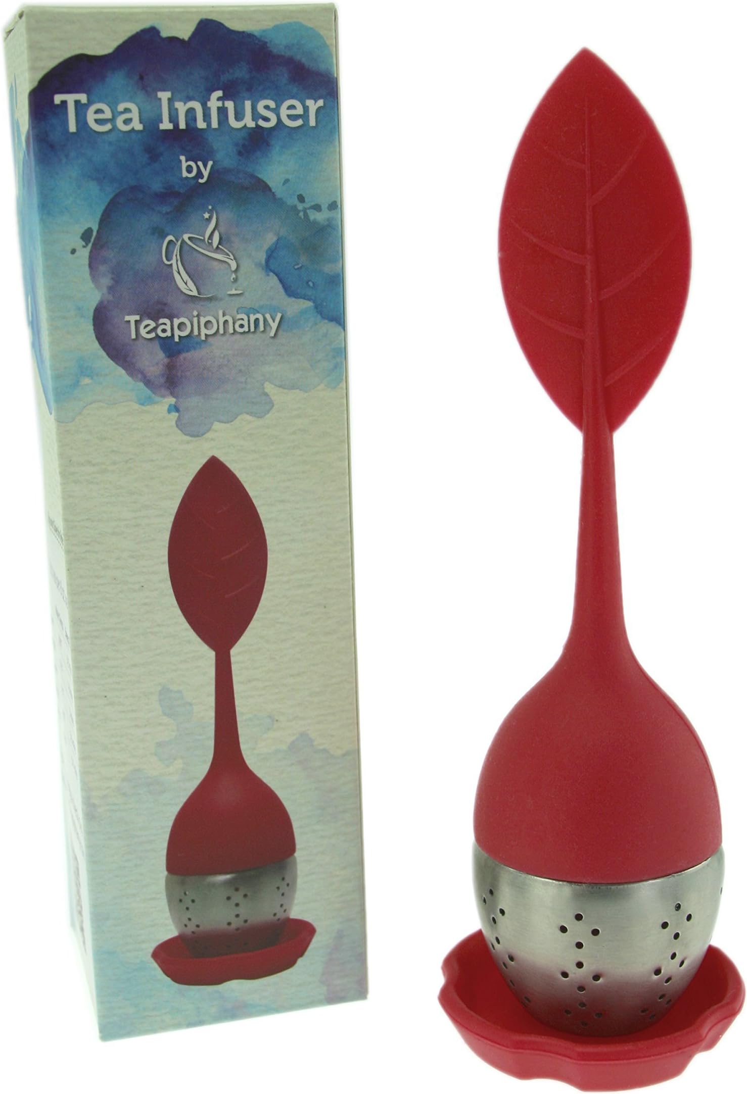 Teapiphany Loose Leaf Infuser, Single Serving Maker with Stainless Steel Tea Ball Strainer, Magenta