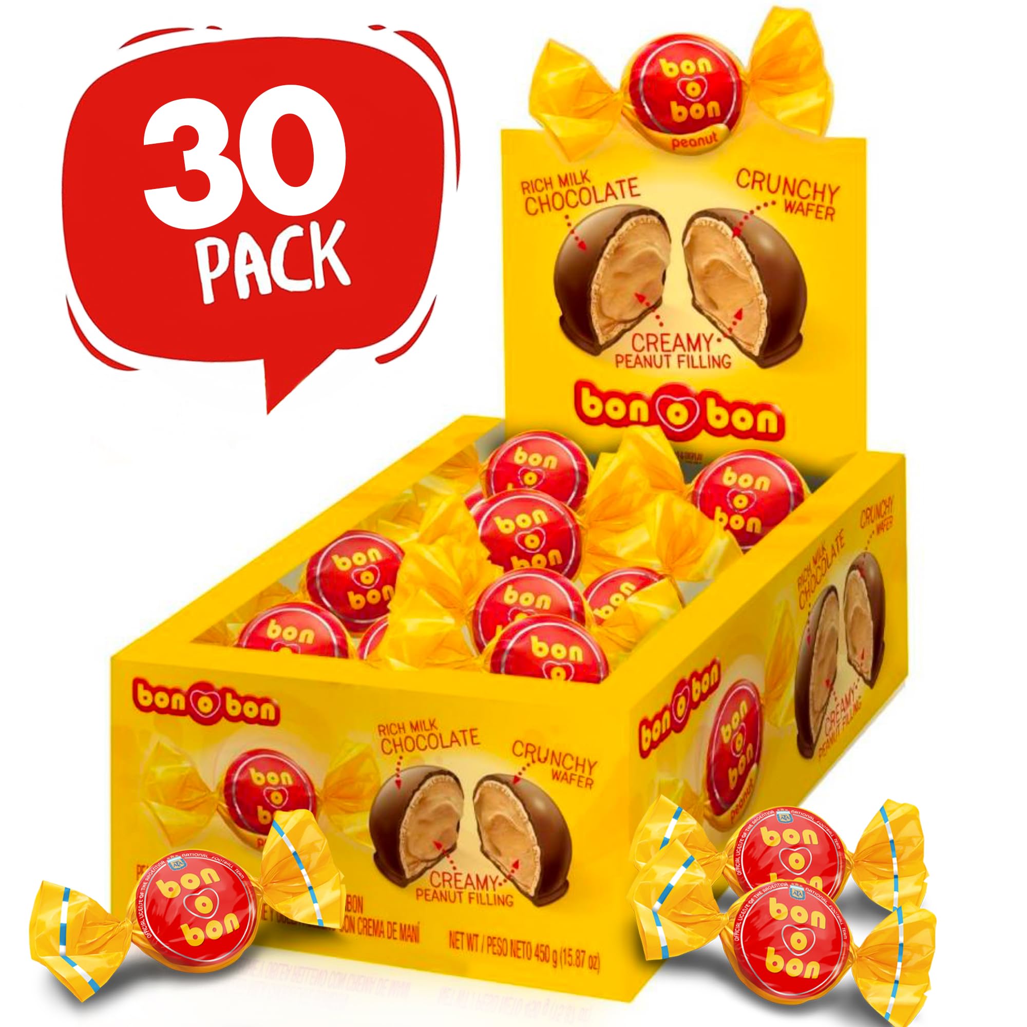 Amazon.com : Bon O Bon Bonbons with Peanut Cream Filling and Wafer