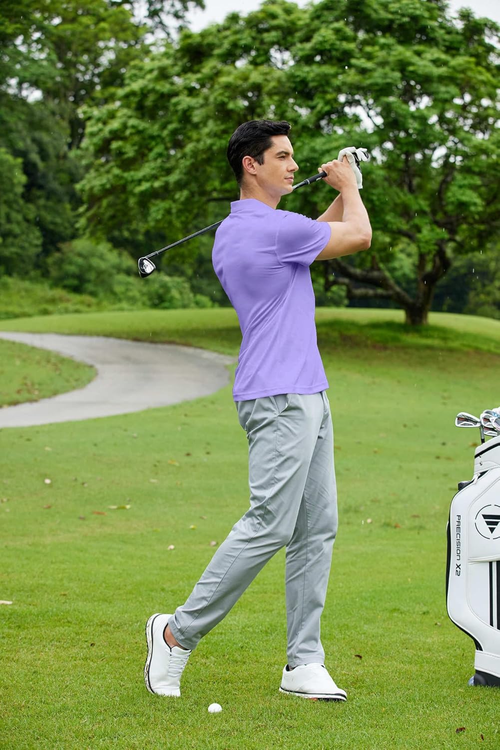 PINSPARK Golf Polo Shirts for Men Quick Dry Short Sleeve Collared Shirt Slim Fit Summer Casual Polos Shirt