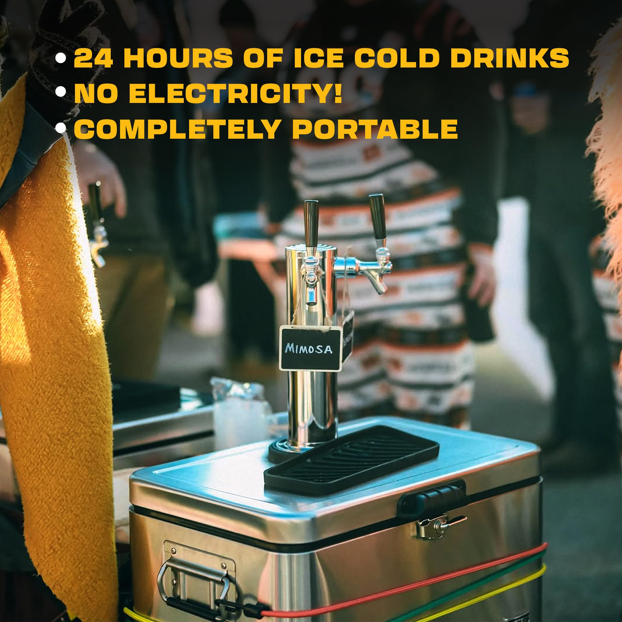 Cooler Keg Portable Kegerator Stainless Steel Insulated Draft System: 2 Refillable 1.75 Gallon Kegs, 24 Hours Ice Cold, No Electricity, Dual Taps, 4 Co2 Cartridges. Beer, Mixed Drinks, Cocktails, Mead on Fridge.com - View 3