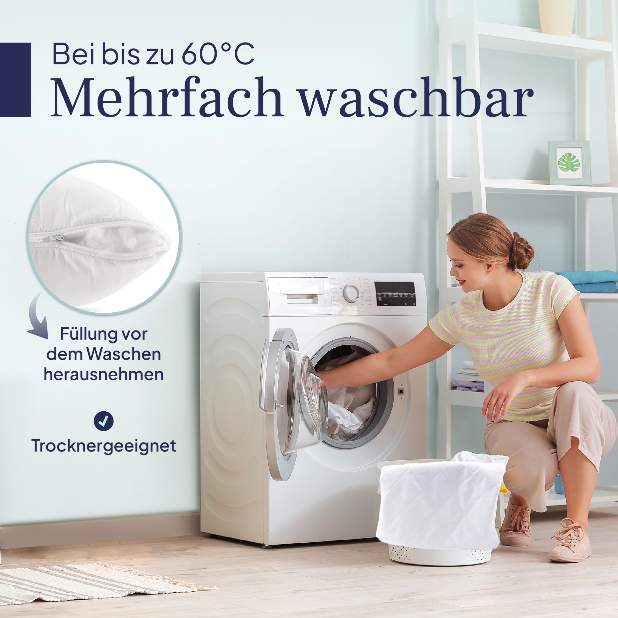 Gentle North Bettdecke 2X 135x200 Set mit 2X Kissen 80x80 - Ultrasoftes Bettenset bestehend aus atmungsaktiver Ganzjahresdecke & Kopfkissen - Ökotex Zertifiziert - Waschbar bis 60° - Weiß