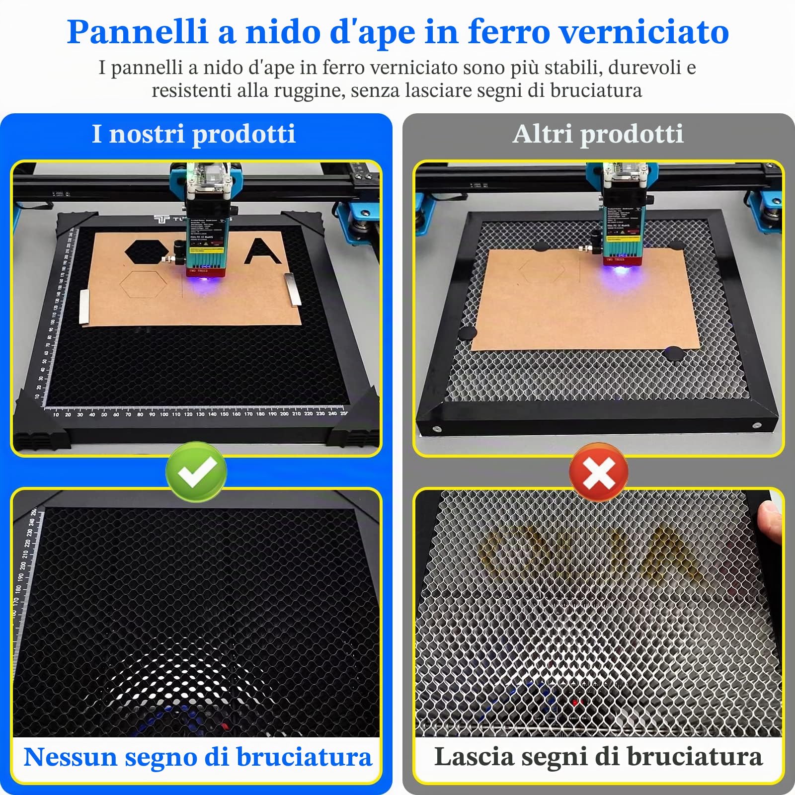 Honeycomb - Letto laser con piastra in alluminio, tavolo Honeycomb per taglio laser e incisione, griglia laser di accessori per incisione, 50 x 50 x 2,2 cm