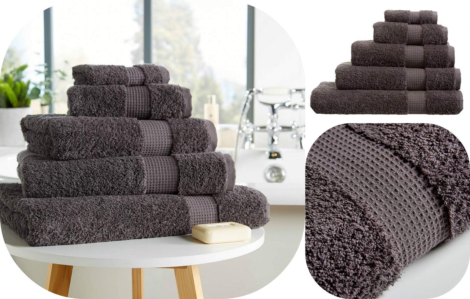 voice 7 Supreme Egyptian Cotton Towels 5 Colors - Thick 700 gsm Luxe Collections Soft Absorbent and Quick Dry Towel (1 x Bath Sheet, Charcoal)