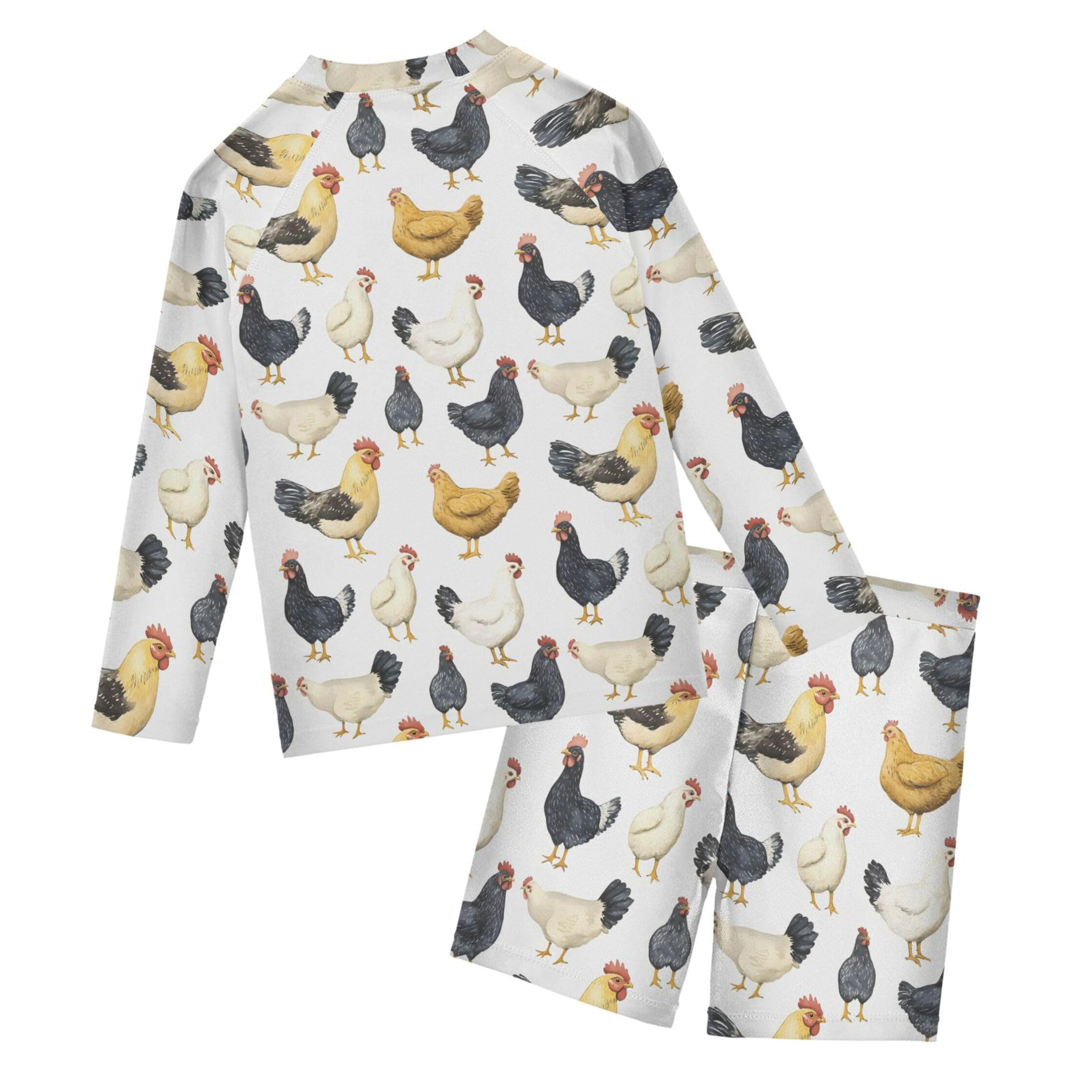 Cock Rooster Toddler and Baby Boys' 2-Piece Swimsuit Trunk, Long Sleeve Rashguard Bathing Suit B0403777