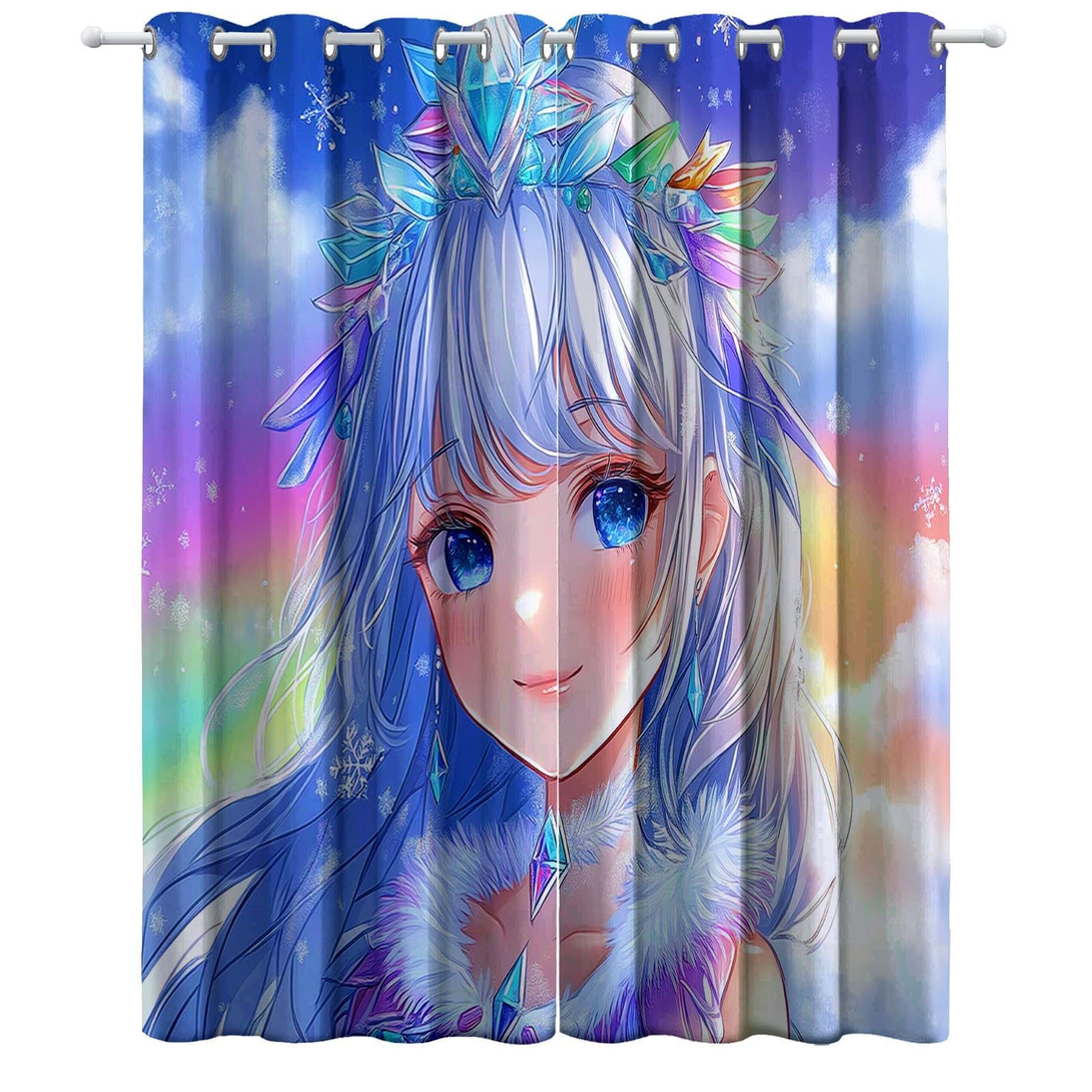 Vorhänge Blickdicht Verdunklungsvorhänge Thermovorhang 2er Set 215 x 110 cm, Verträumte Sternenhimmel Mädchen Ist Süß ichtundurchlässige Vorhang mit Ösen für Schlafzimmer Geräuschreduzierung, Blau