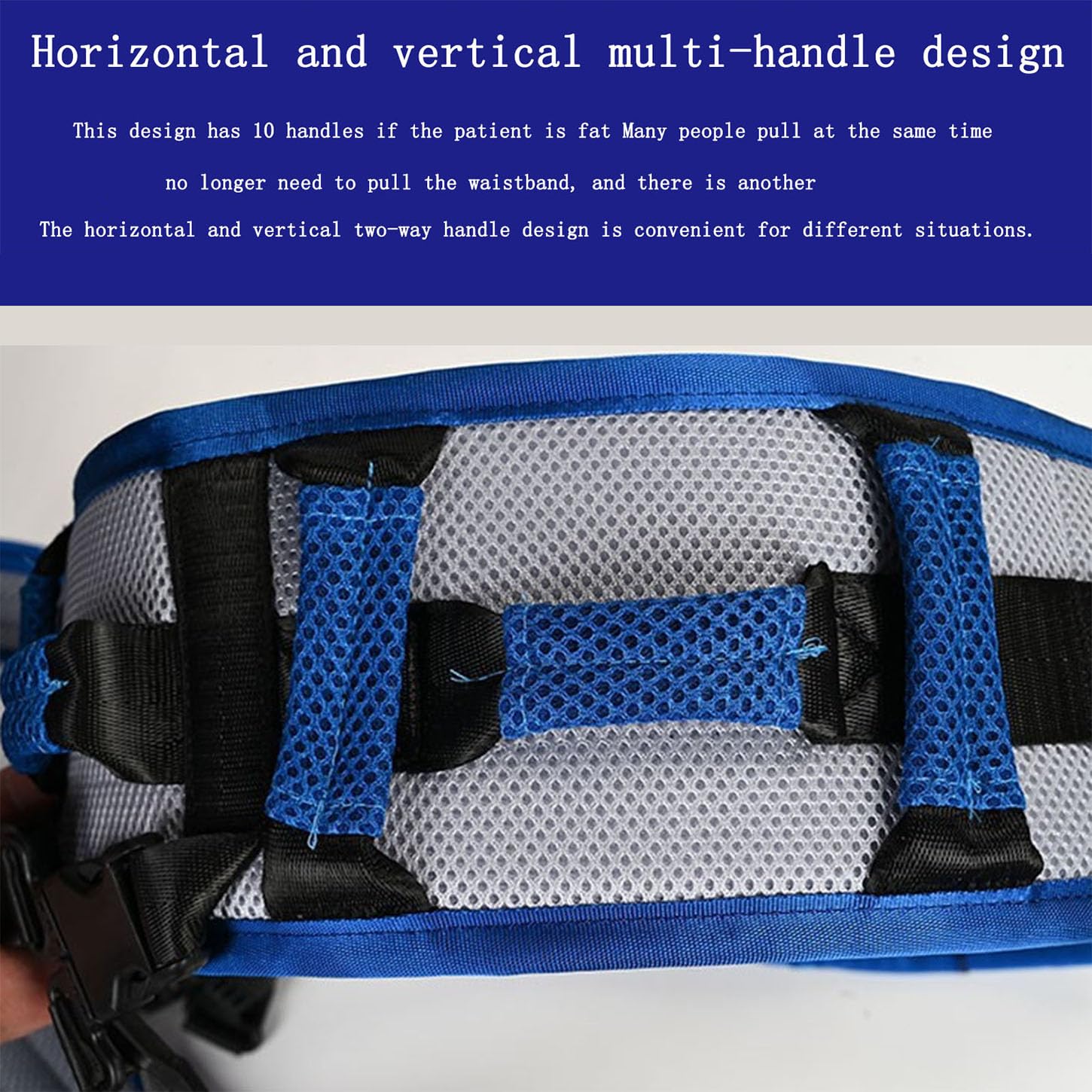 Cinturones De Transferencia Ajustable,Cinturon De Seguridad para Ancianos con Perneras Y Asas,Paciente Honda Levantador,Tela De Malla Transpirable,Retirable,L