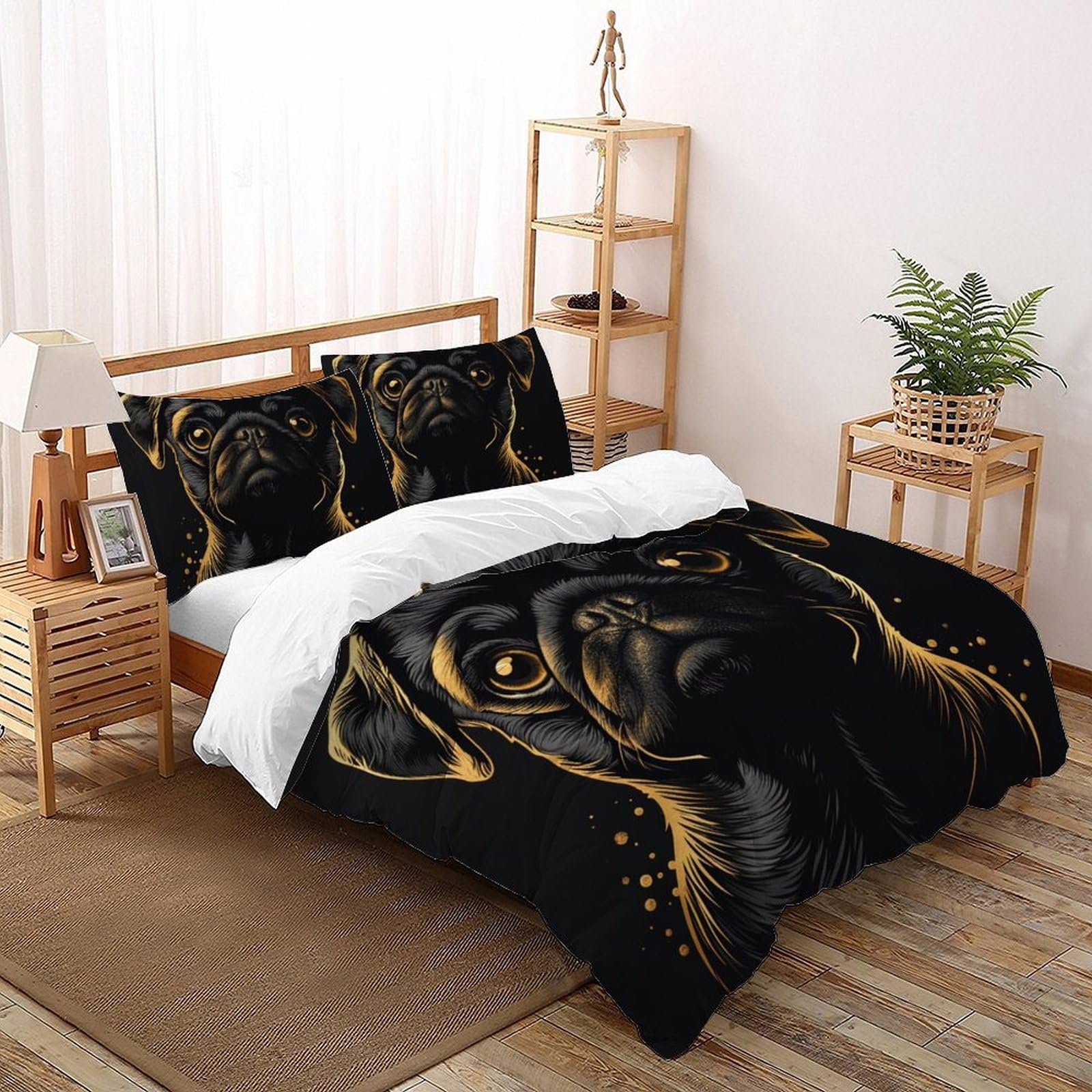 Housse de couette super king size imprimée animal 260x220 parure lit 3 pièces adulte