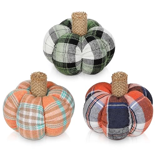 Mini Artificial Pumpkins for Decorating, 3 Pcs Fall Pumpkin Decor
