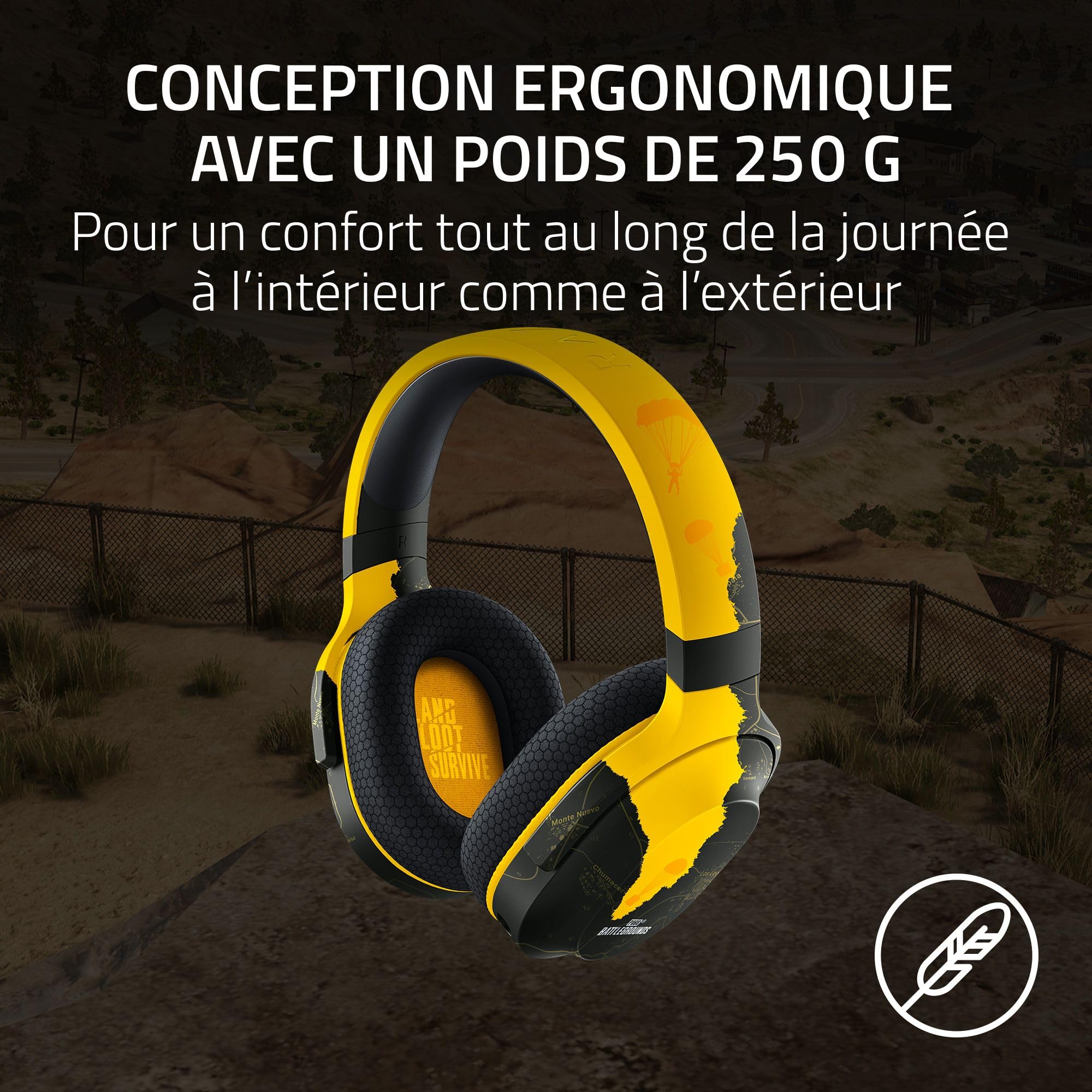 Razer Barracuda X - Casque Gaming sans Fil Multiplatepourme SmartSwitch Dual sans Fil (Ergonomique, Tripource 40mm, Microphone Cardioïde, Contrôles sur Casque, Batterie de 50h, USB-C) PUBG Ed