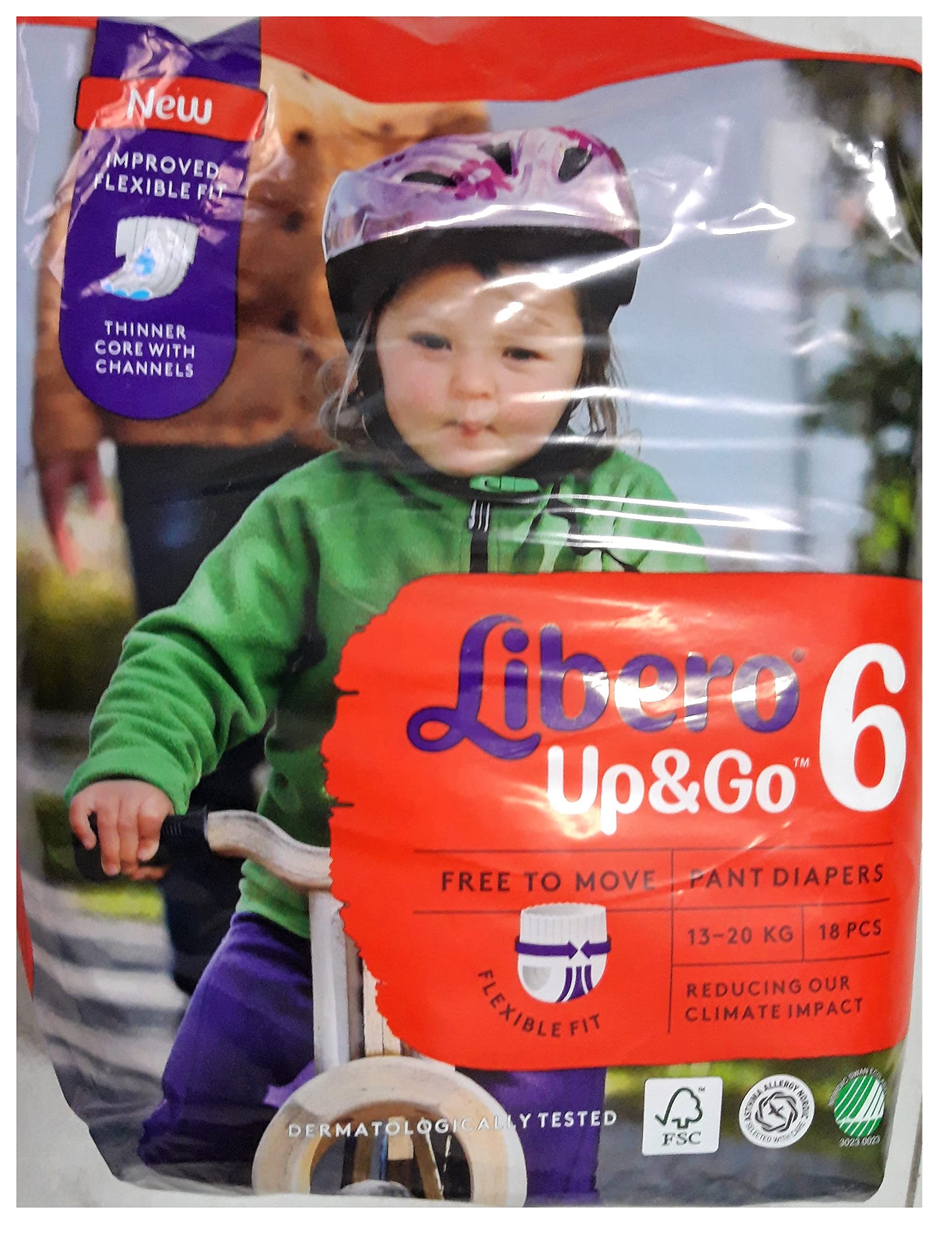 Libero UP&GO 6 Pull-Up Baby Nappies - 13-20kg (1 Pack of 18)