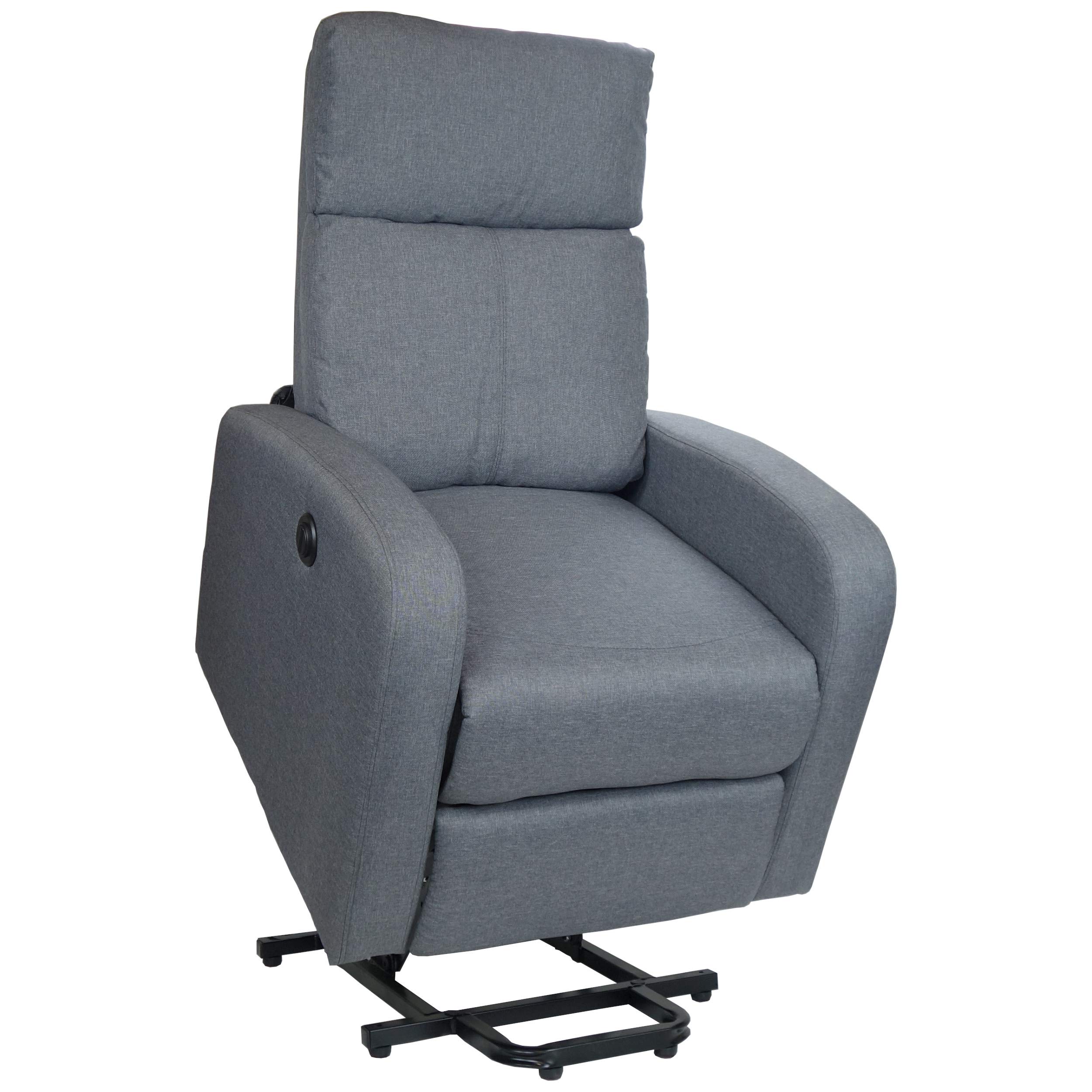 Totò Piccinni Poltrona Relax EUREKA ELETTRICA Alzapersona con Massaggi, Pulsantiera Laterale, Telecomando, Imbottita, Struttura in Legno, Ideale per Anziani (Tessuto Grigio)