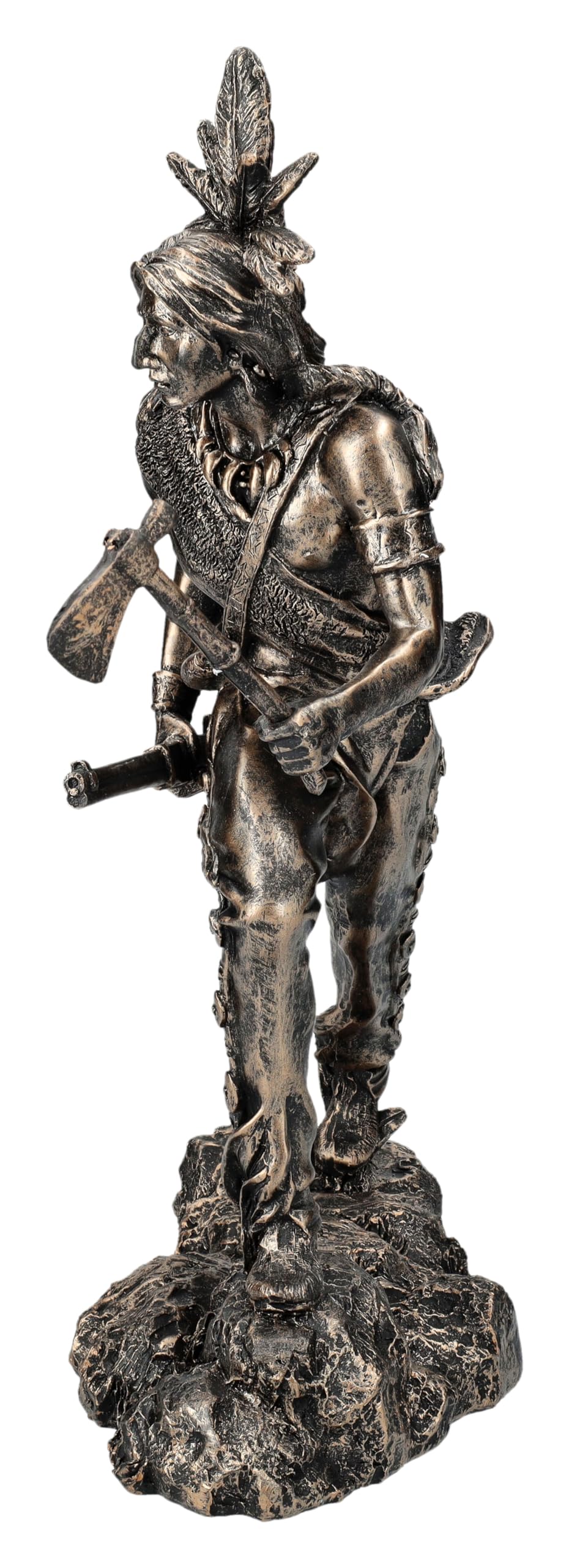 Figurine de guerrier tribal, avec fusil et tomahawk, 31,5 cm, décoration western amérindienne