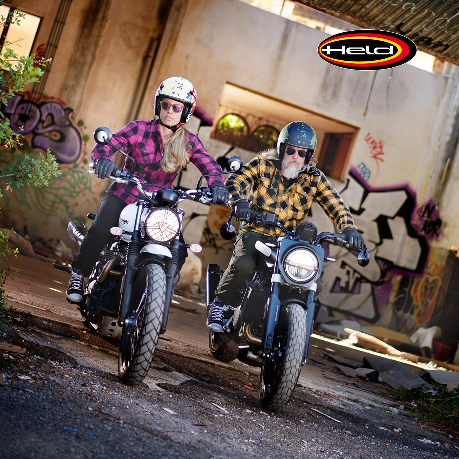 Held Lumberjack 2 - Motorrad Hemd mit Protektoren - CE zertifizierte Motorradjacke Damen EN 17092 - Flanell Material - Abnehmbare Kapuze - Softprotektoren Schulter&Ellbogen
