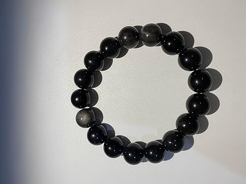 Miniatura 3 de 12mm Energy Healing Bracelets-Natural Silver Black Obsidian Bracelets-Blessing Obsidian Bracelet Protection from Negative Energies&Bringing