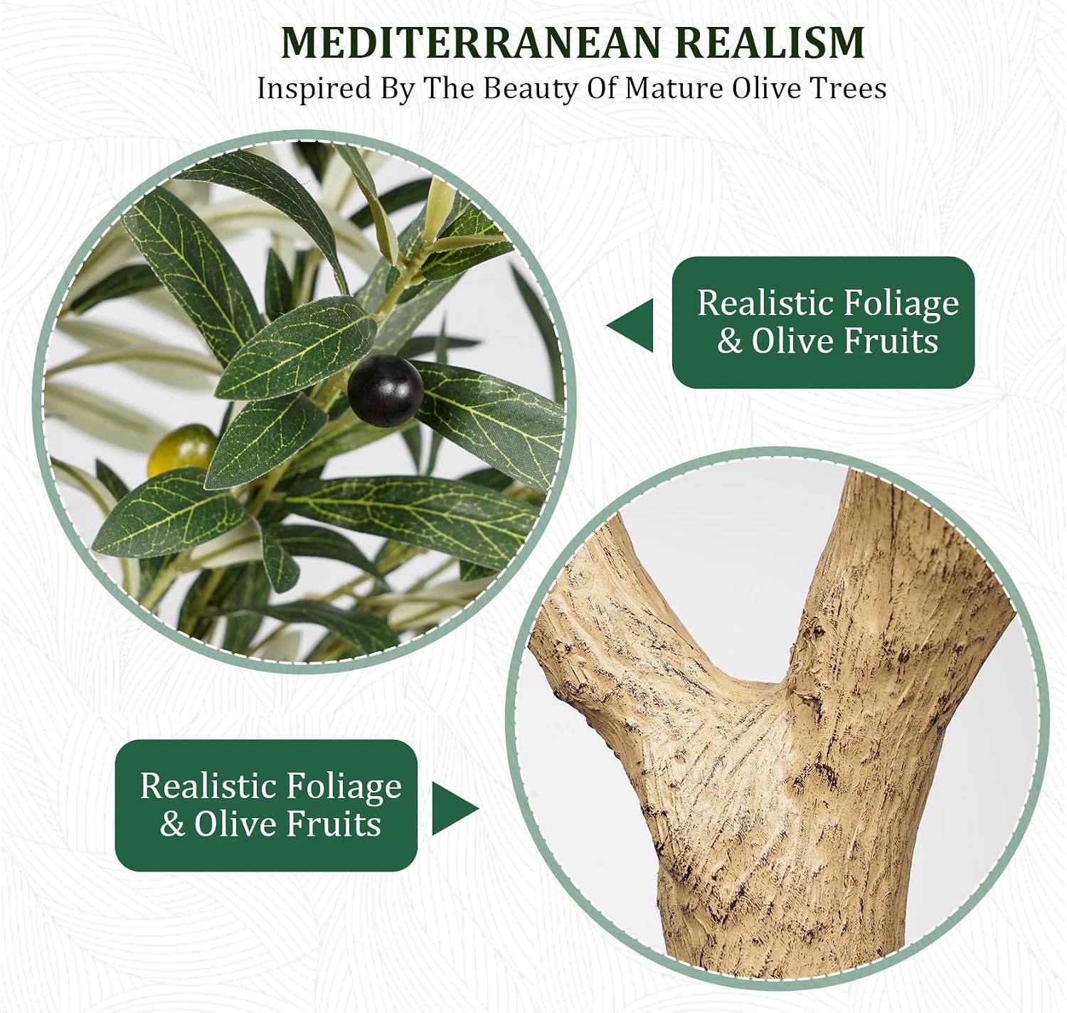 6FT Artificial Olive Tree with Natural Wood Trunk & Lifelike Olives