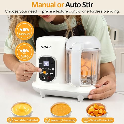 Miniatura 5 de Máquina de alimentos para bebés todo en uno procesador de alimentos para bebés con autolimpieza y pantalla LCD, fabricante de puré de alimentos para