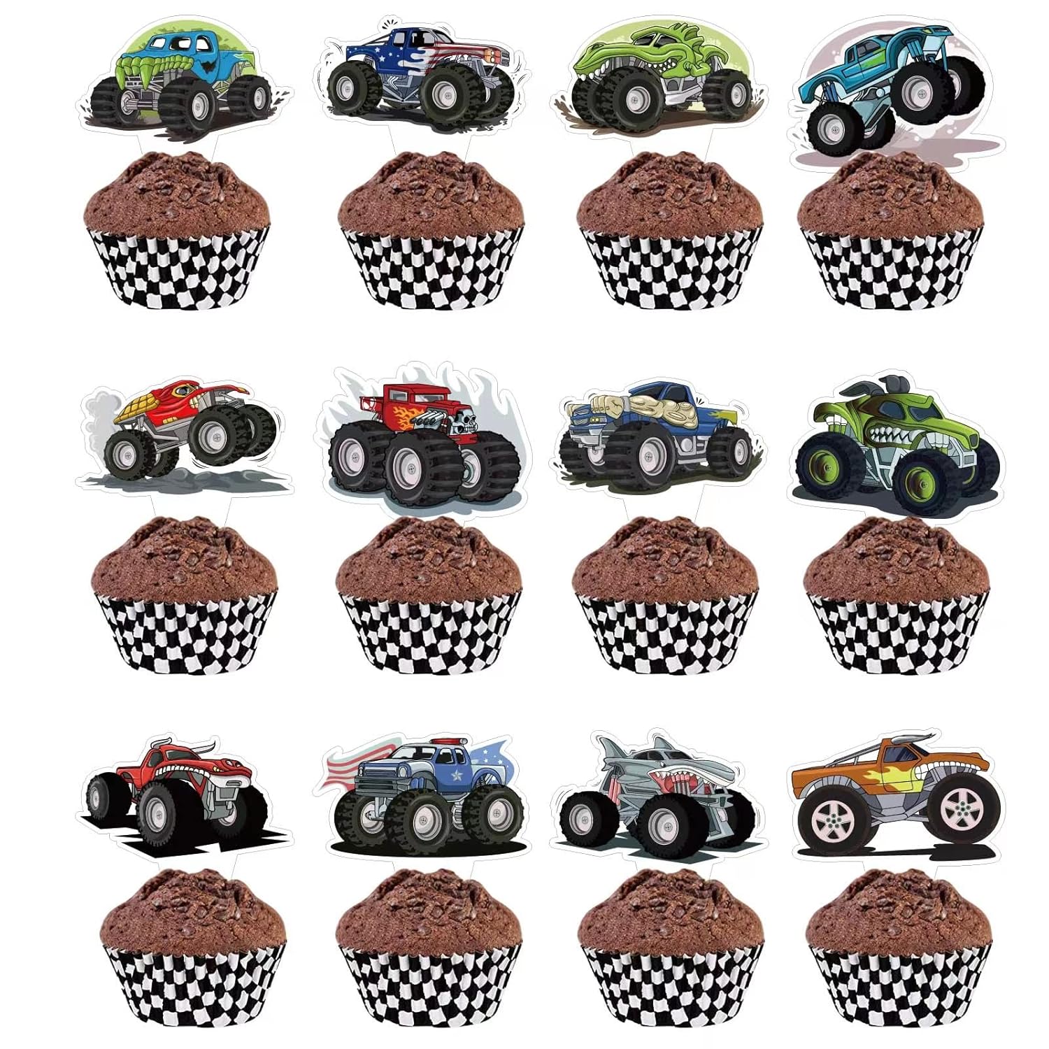 Xiliconie 24PCS Monster Truck Birthday Party Supplies,Monster Truck