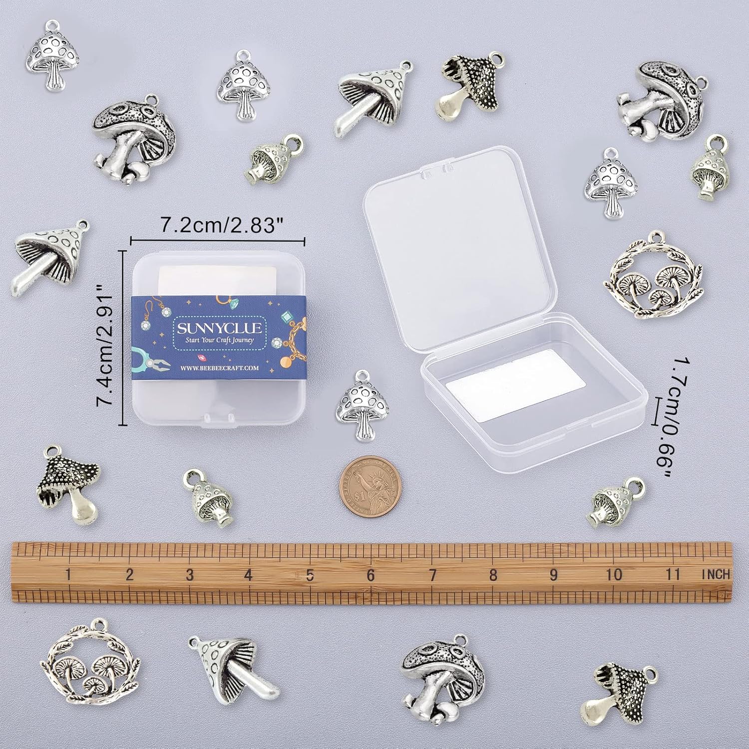 SUNNYCLUE 1 Box 60Pcs 6 Styles Mushrooms Charms Mushroom Plants Forest Charm Bulk Tibetan Style Antique Silver Tiny Pendants for Jewelry Making DIY Christmas Earrings Bracelets Craft Adult - Image 6