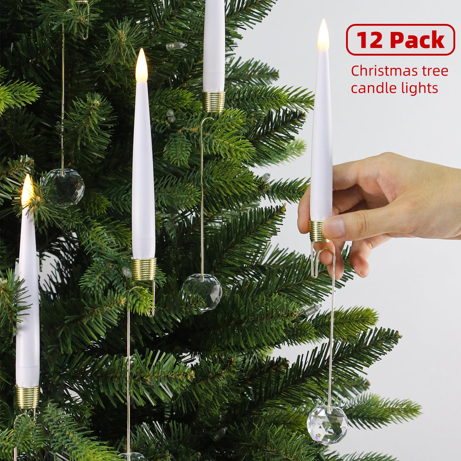 kerstboomkaarsen met afstandsbediening, LED staafkaarsen met timer, 12