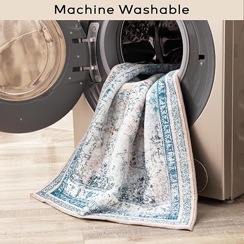 Miniatura 197 de Ashler - Alfombras bohemias vintage de 5 x 8 pies para sala de estar, lavables a máquina con parte trasera antideslizante, alfombra para interiores