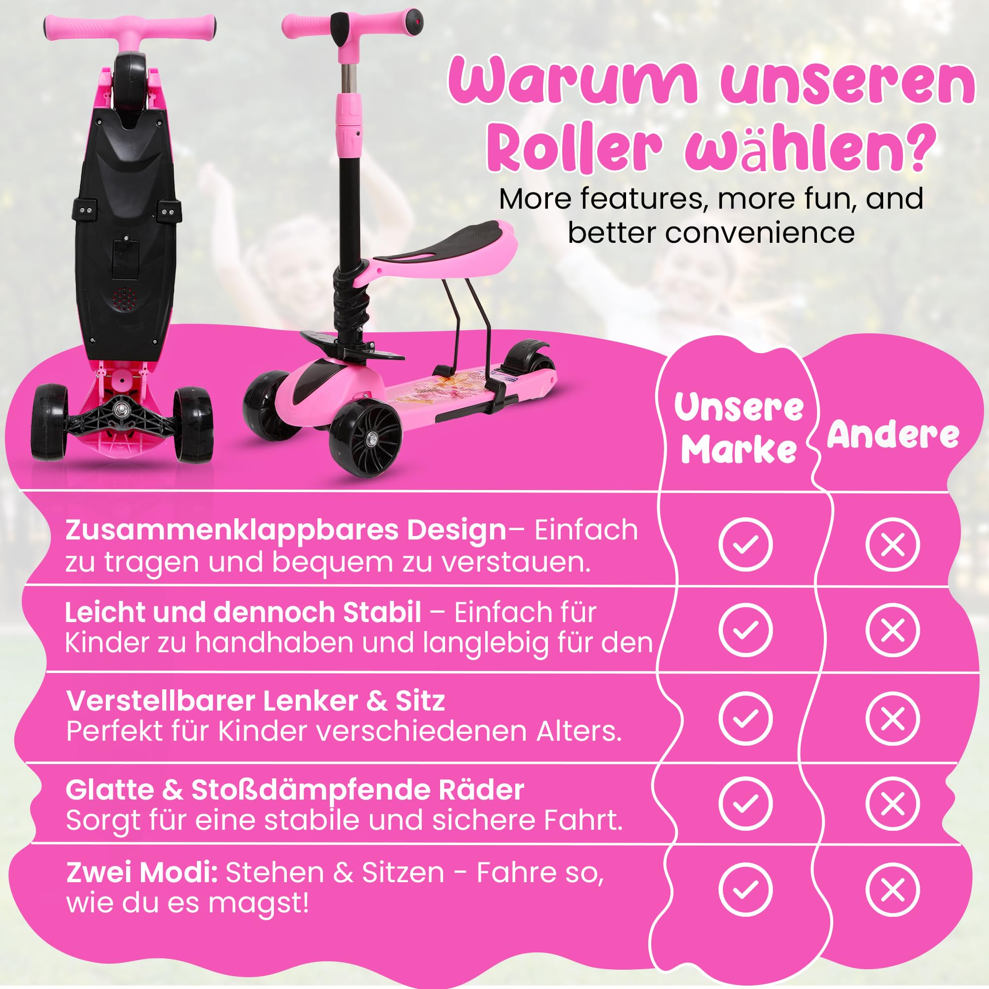 BELEEV A6 Trottinette Enfants 3 Ans, Trotinette à 3 Roues LED