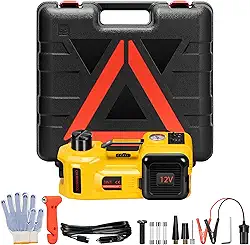 VIVOHOME Macaco para Carro Elétrico 5 Toneladas 12V, Macaco de Piso Hidráulico 3 Em 1 Faixa de Elevação de 6,1"-20,9", Elevador Portátil de Carro de Emergência com Inflador de Pneus para Caminhão Suv