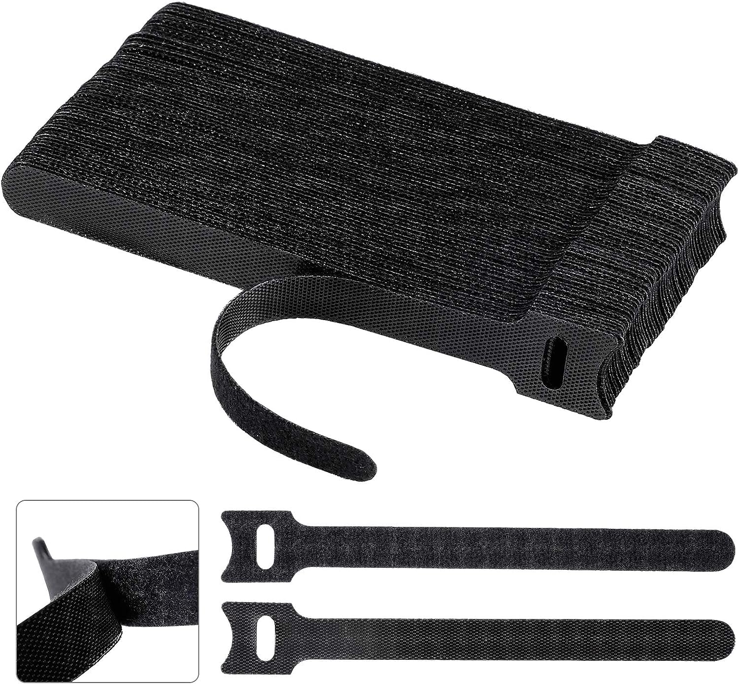 Redreo 60PCS kabelbinder klettband wiederverwendbare Klett Kabelbinder, 150x12mm Verstellbare kabelklettbänder für Hause und Büro Kabel organizer