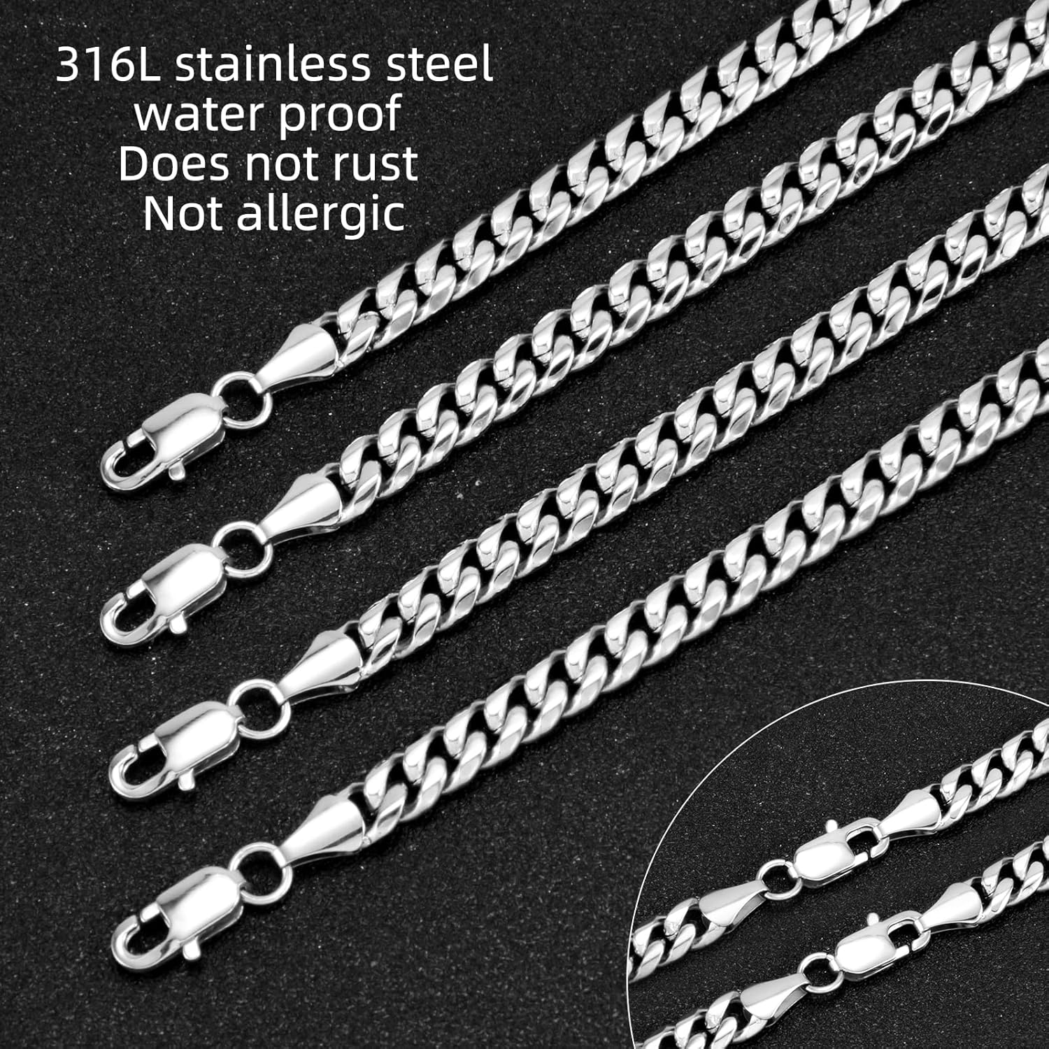 CaptainSteeL Cuban Bracelet for Men and Women, 7/7.5/8/9inch Stainless Steel Bracelet, Gold Plating/Stainless Steel Fashion Jewelry Bracelet, Holiday Gift with Flannel Bag - Image 4