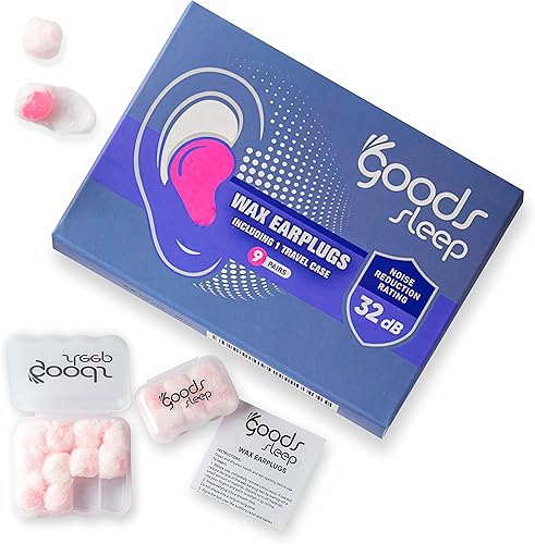 Tapones para los oídos de cera suave y estuche de viaje, 18 piezas, 32 dB