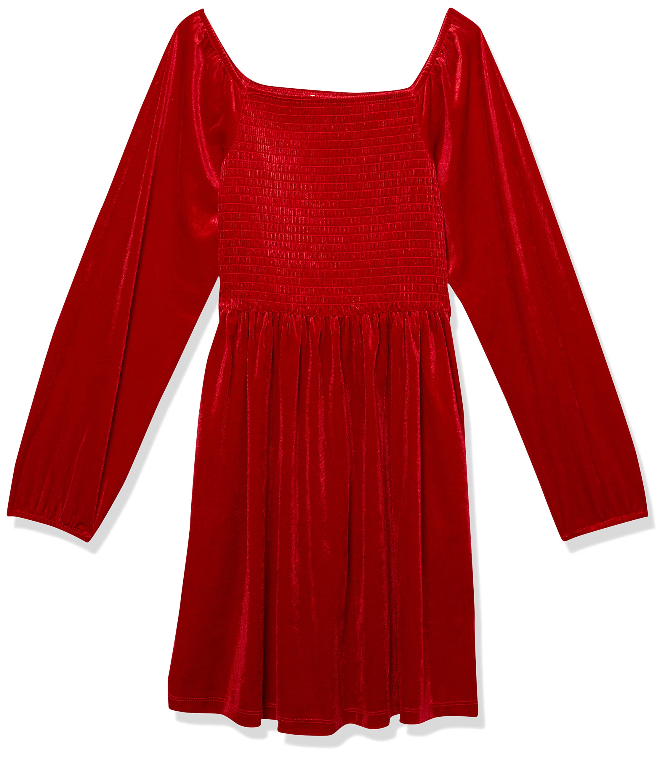 Speechless Girls' Long Sleeve Smocked Bodice Velvet Dress