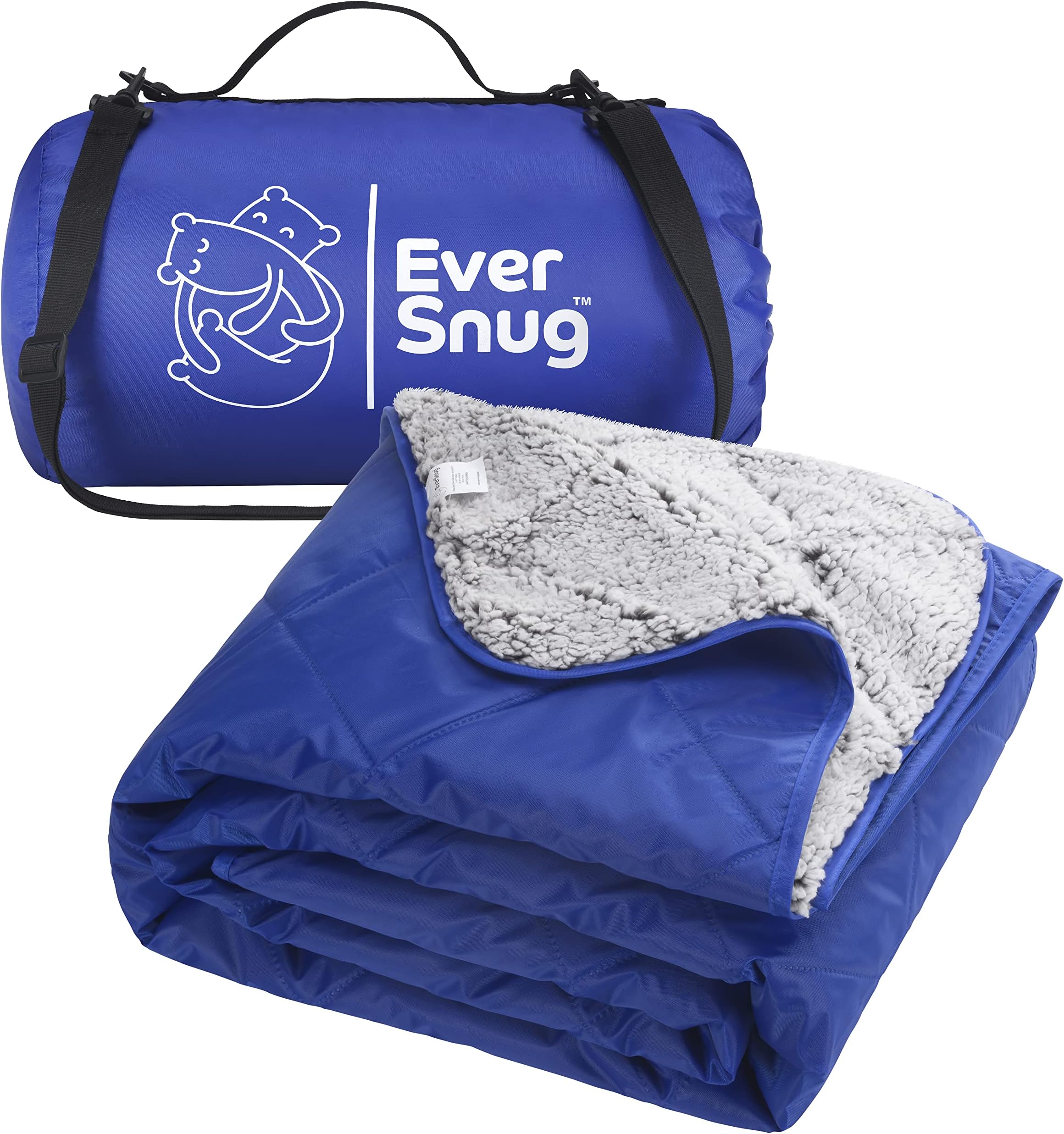 EverSnug Sherpa Waterproof Camping Blanket - Extra Warm and Large Sherpa Fleece Outdoor Blanket (Blue)