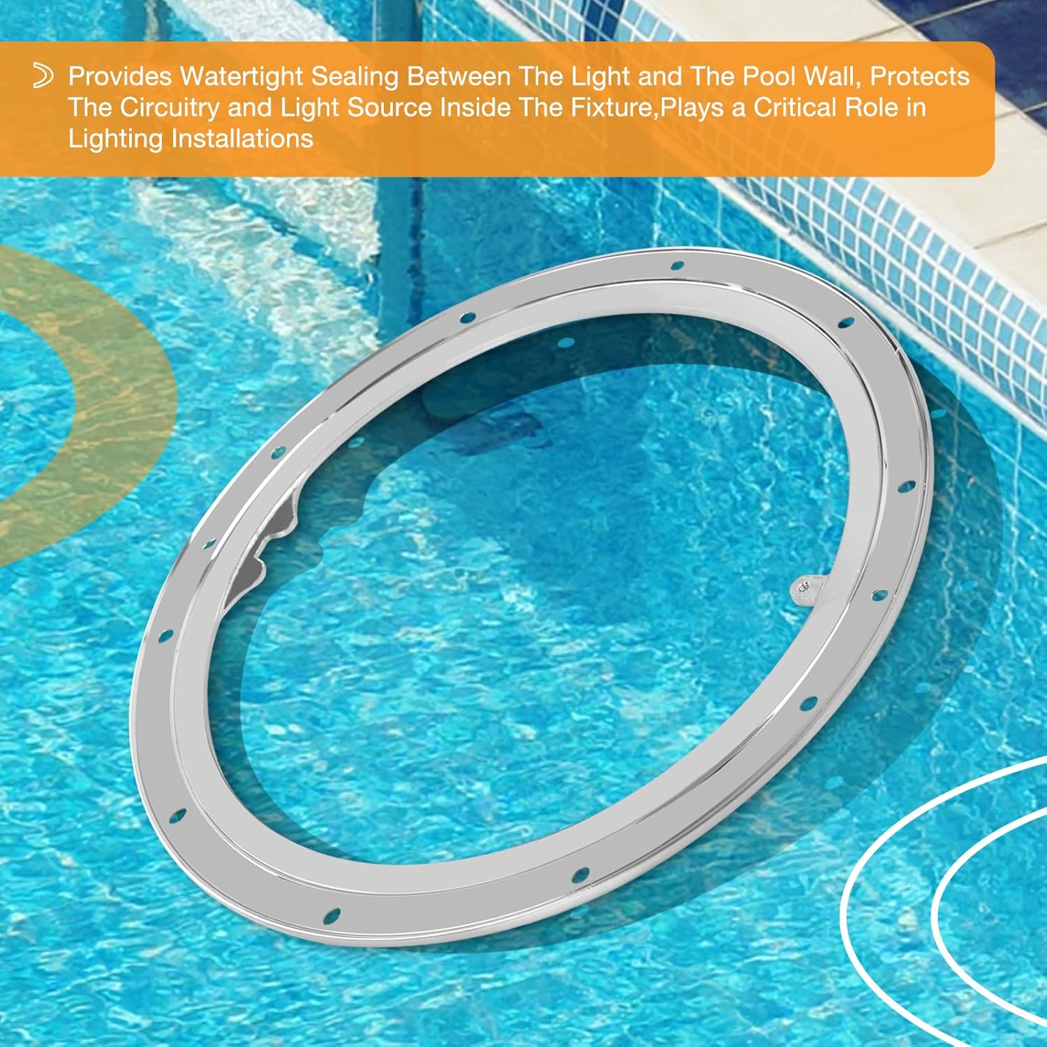 HQPASFY 79200200, 10-Hole Standard Liner Sealing Ring Compatible with Pentair Large Stainless Steel Pool Light Niches, Replace 25549-002-000 AMP-301-4016