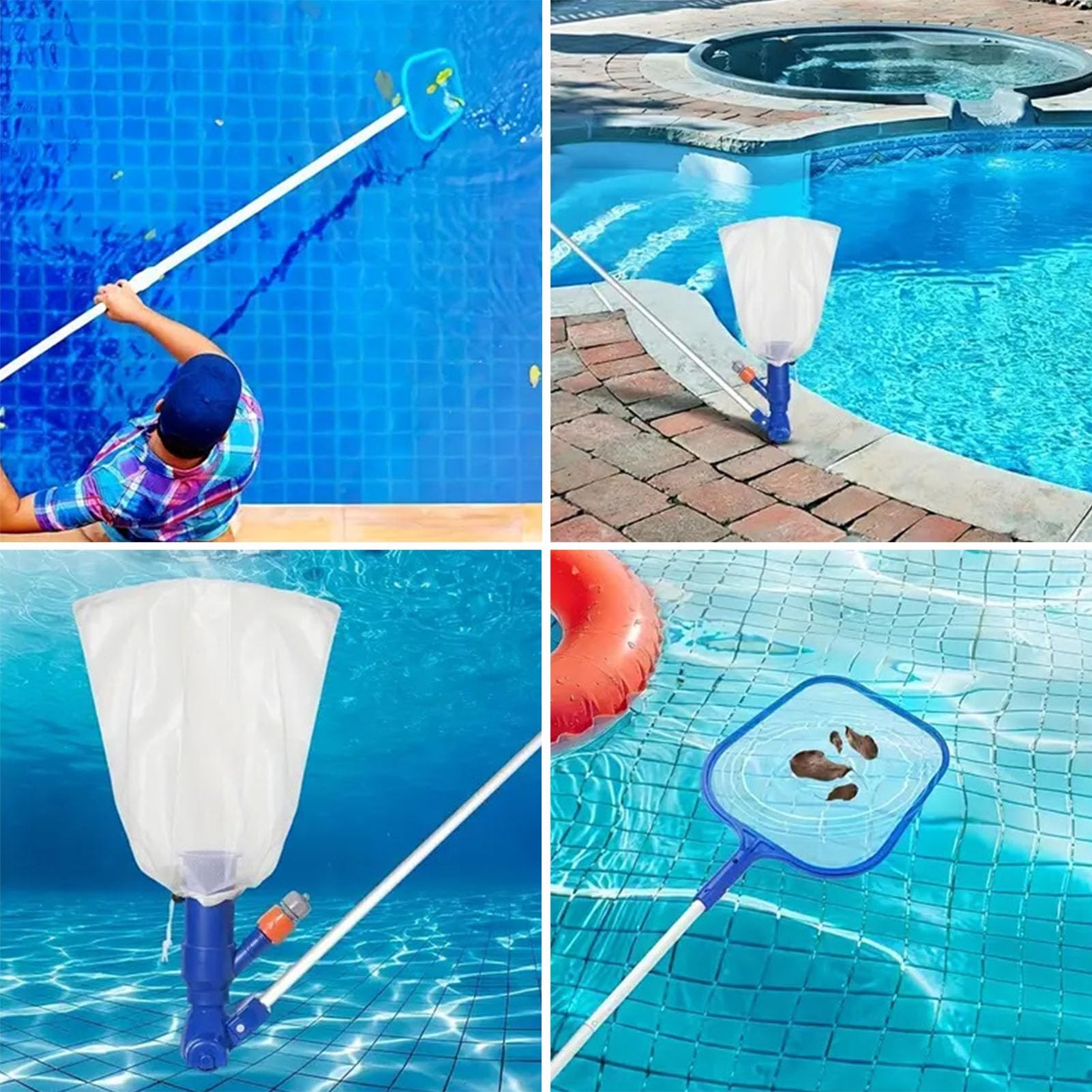 Tête d'aspirateur de Piscine avec Manche et épuisette pour bassins