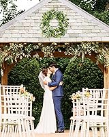 Vista 6 de Vlorart Coronas Artificiales de Primavera y Verano de Navidad de Vegetación Verde para Puerta Delantera Corona de Hojas de Eucalipto Verde