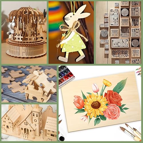 Miniatura 5 de Paquete de 48 hojas de tilo de 12 x 12 x 18 pulgadas para manualidades, madera sin terminar para corte y grabado láser, madera contrachapada para