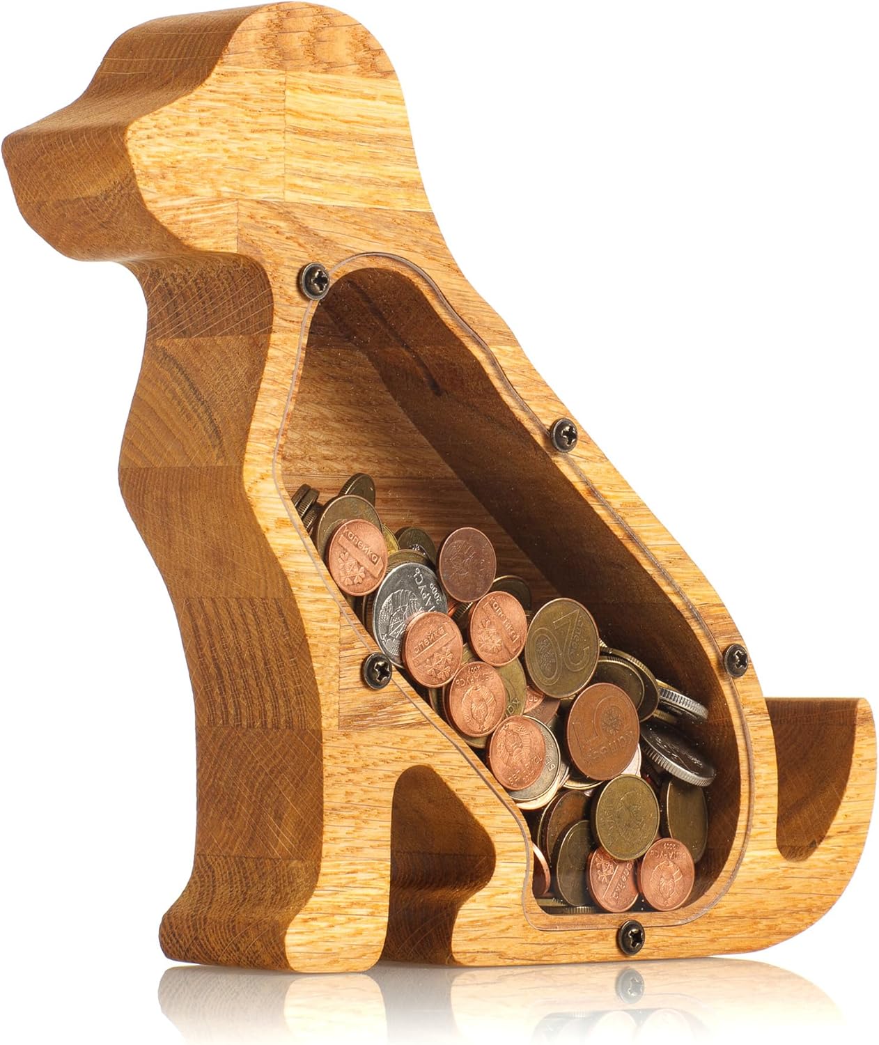 Dog Piggy Bank Kids Room Decor, Personalized Bank for Boys Girls, Dog Lover Gift, Handmade Pet Coin Bank, Wooden Labrador Puppy Money Box 2 Sizes