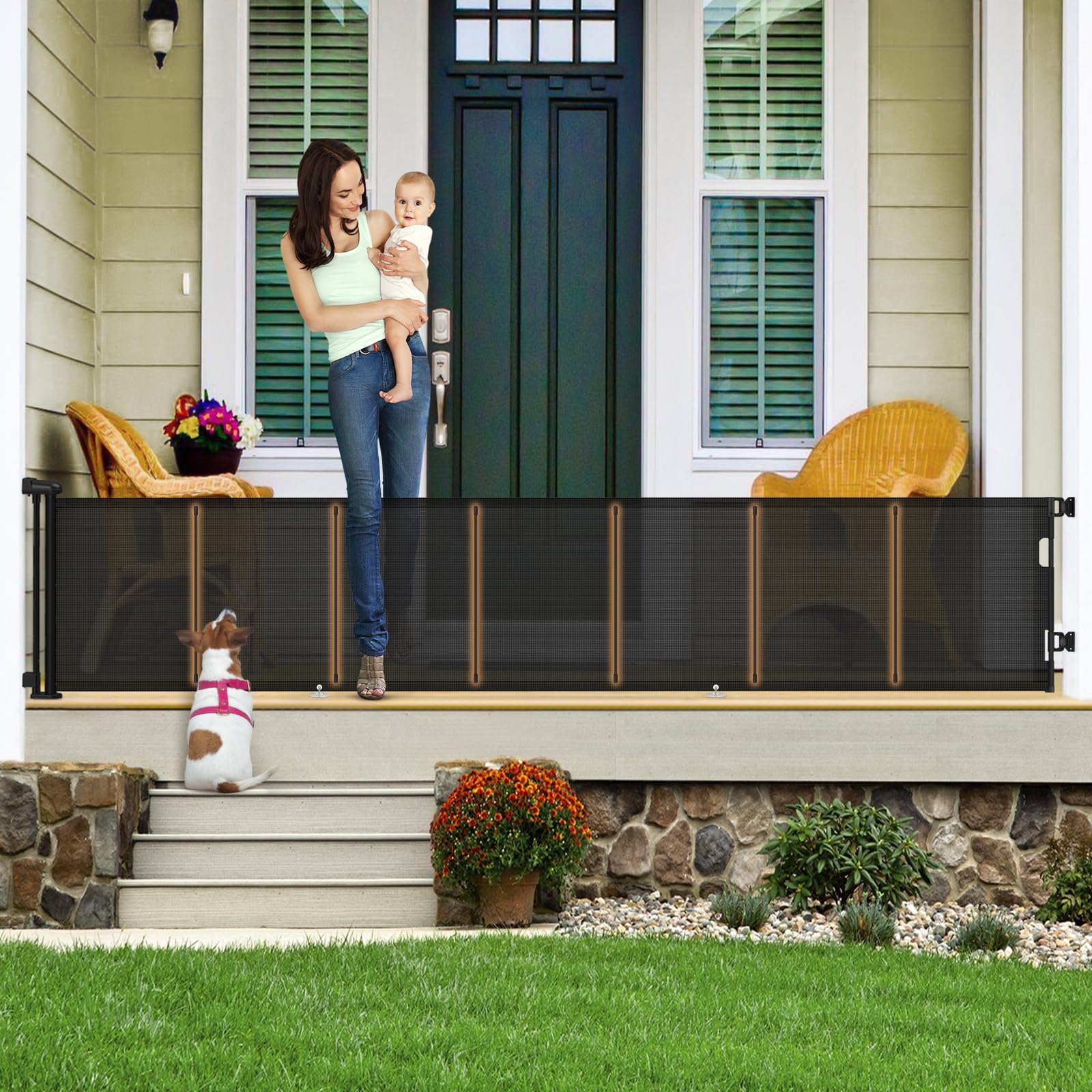 24 Tall Retractable Dog Gate For Doorways Short Doggie Gate