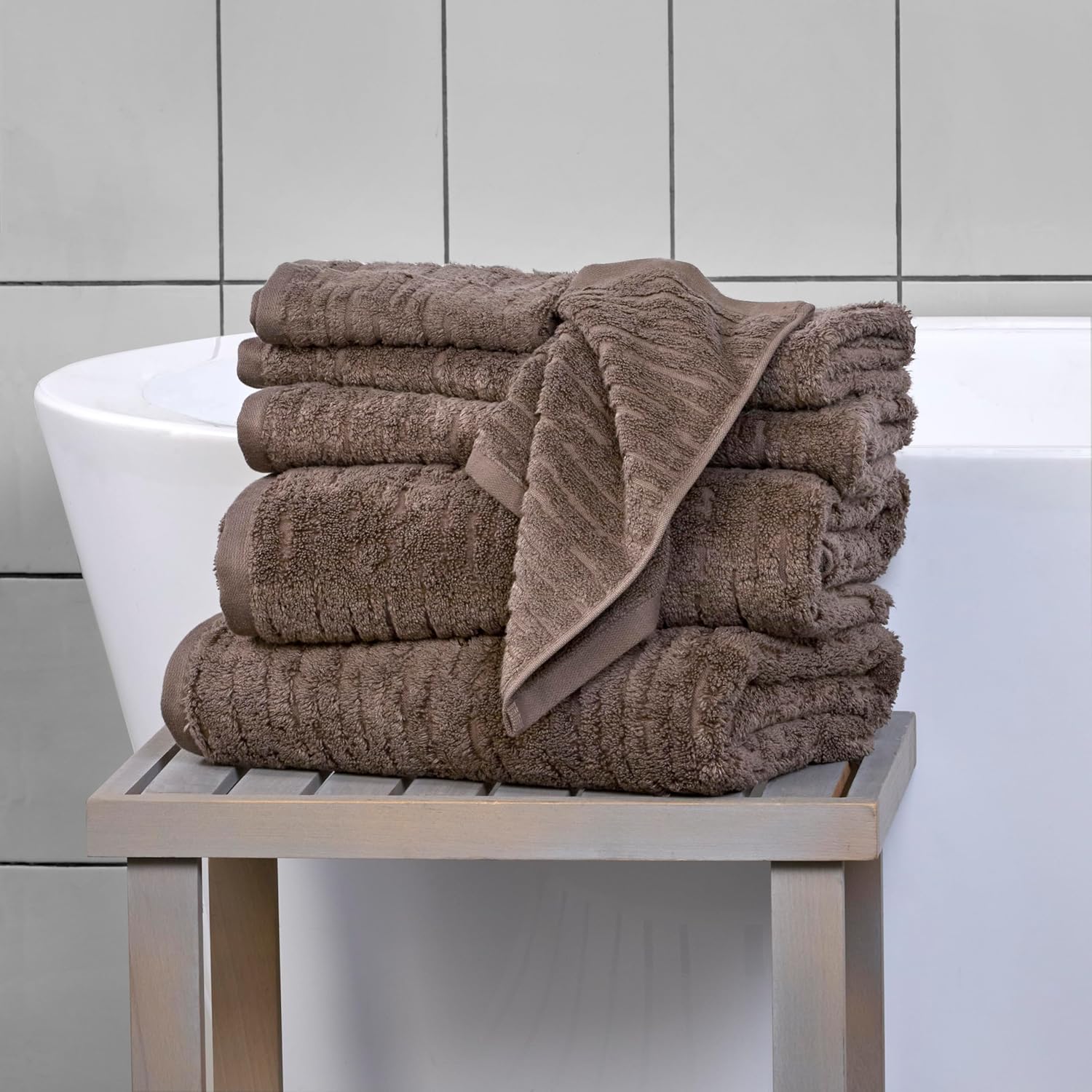 SKL Home CloudSoft Cotton Luxury Hand Towel 2pc Set for Bath/Kitchen/Bar & Gift, Mink Brown - Image 5